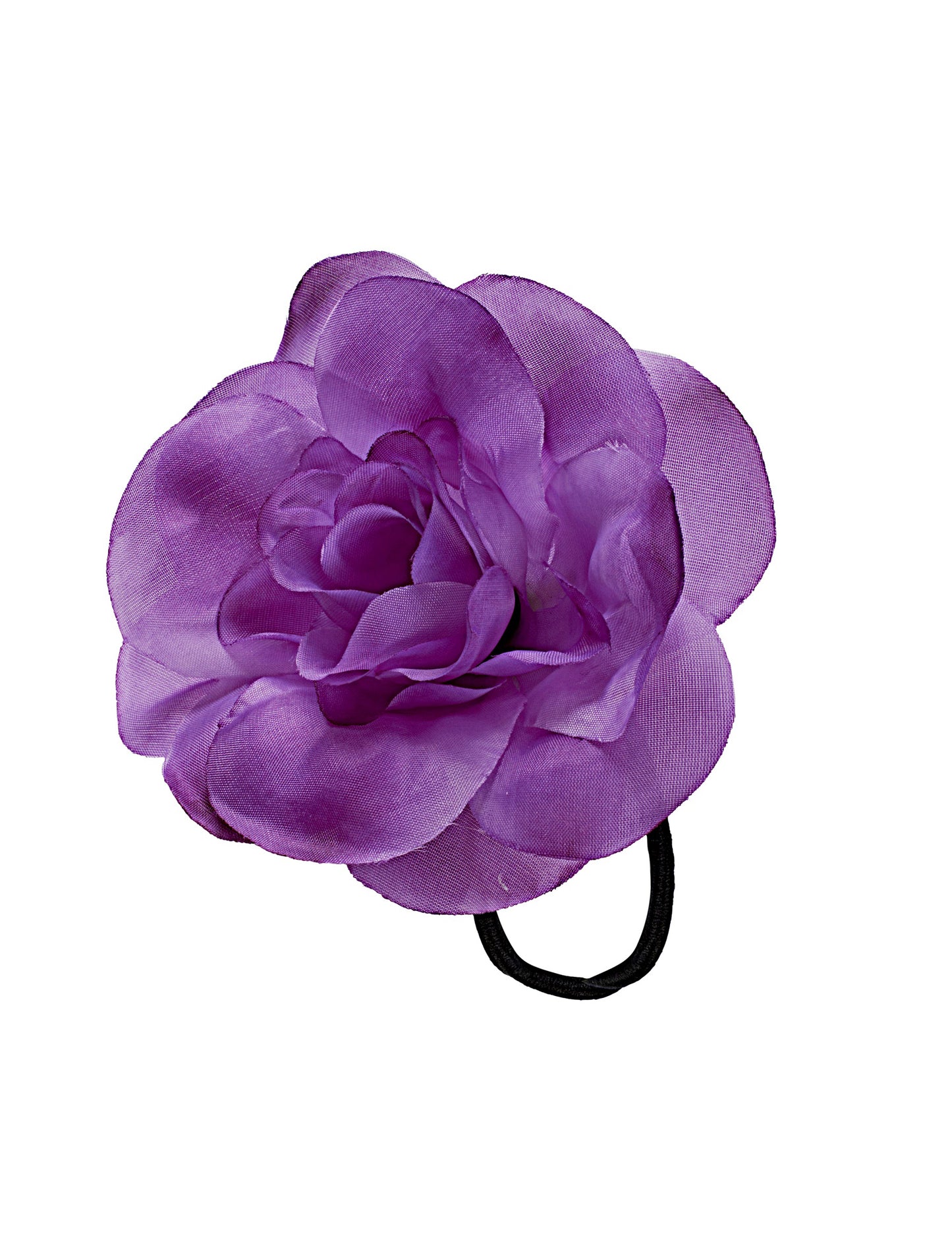 Fialový květ s gumičkou do vlasů