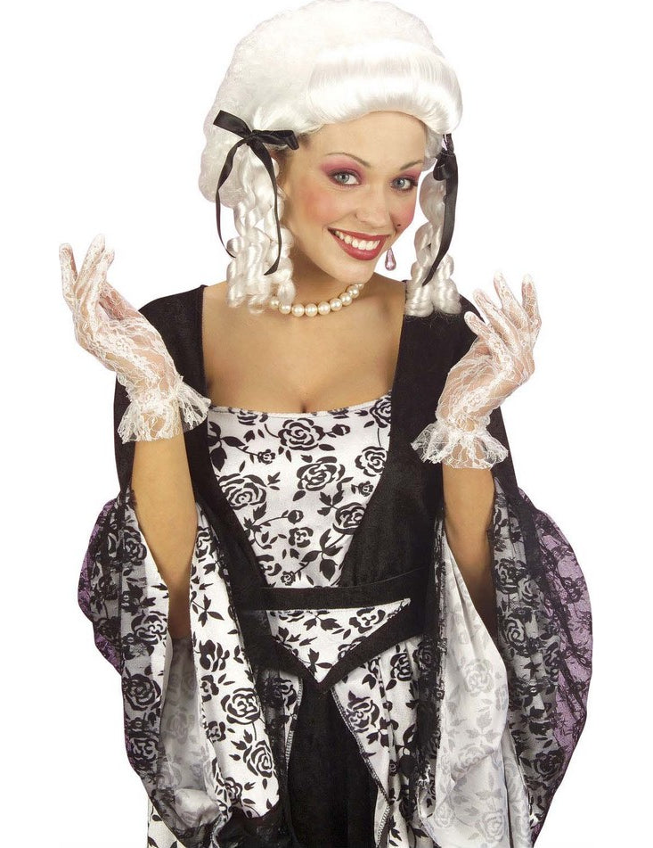 Dámské krátké bílé krajkové rukavice