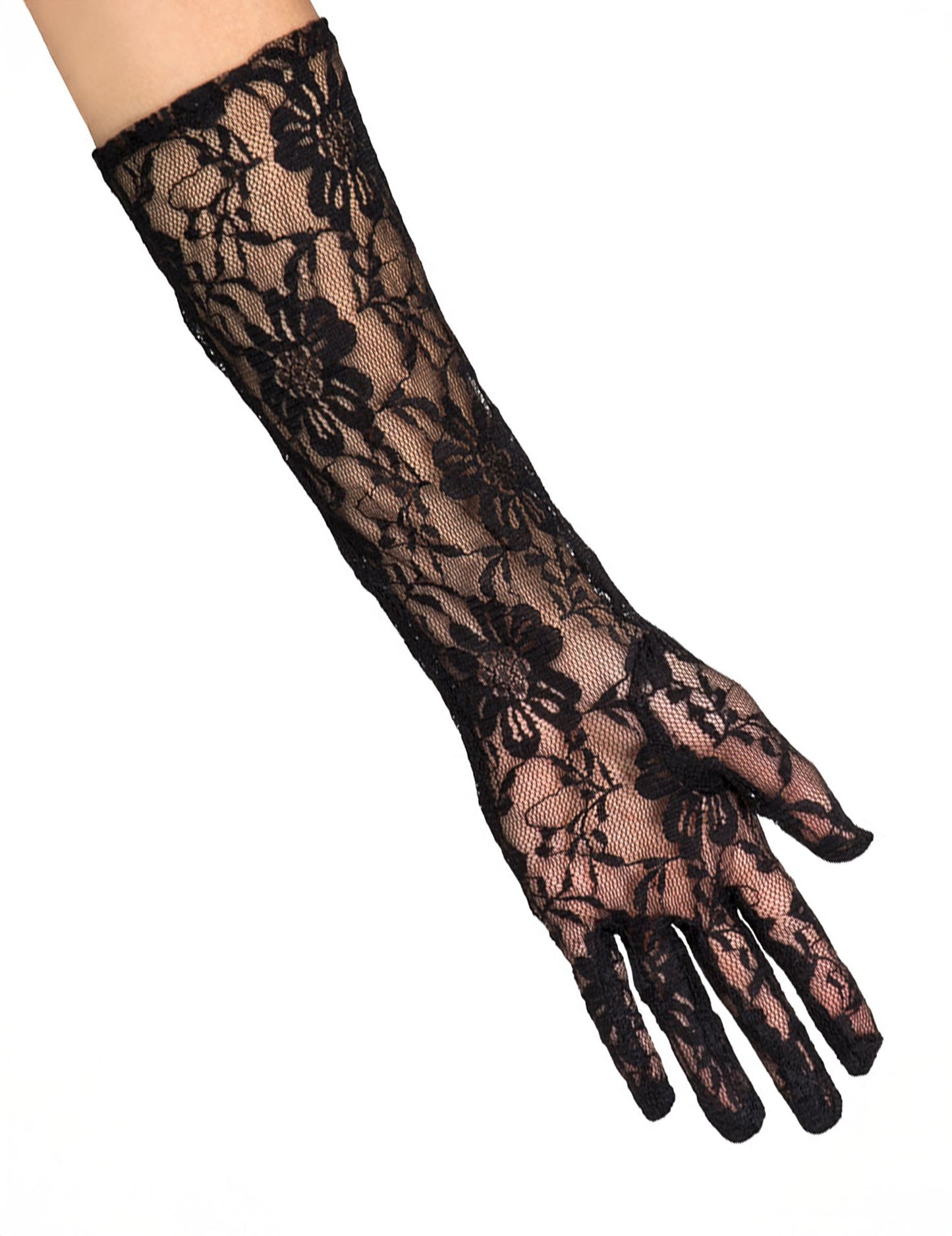 Černé krajkové rukavice pro dospělé