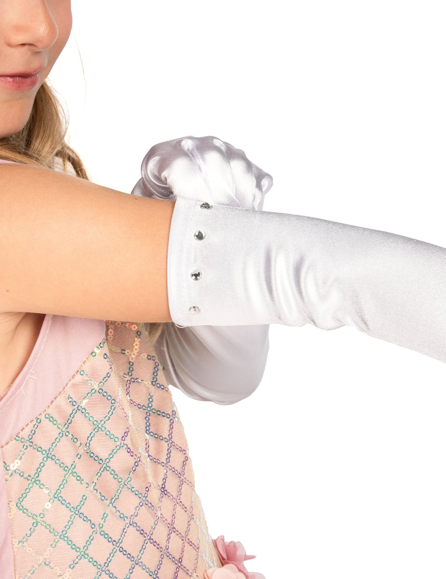 Dětské dlouhé bílé rukavice