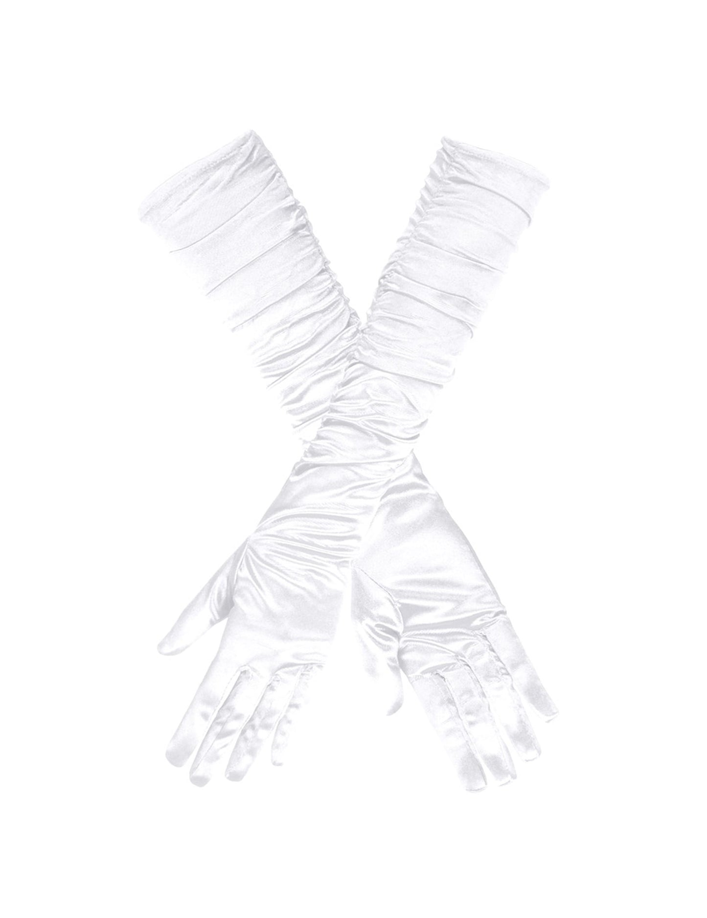 Vue à plat des gants longs satinés pour femme