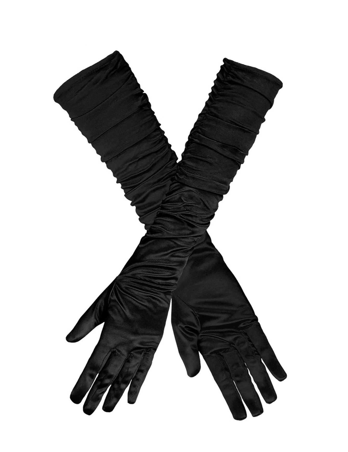 Dámské dlouhé černé saténové rukavice