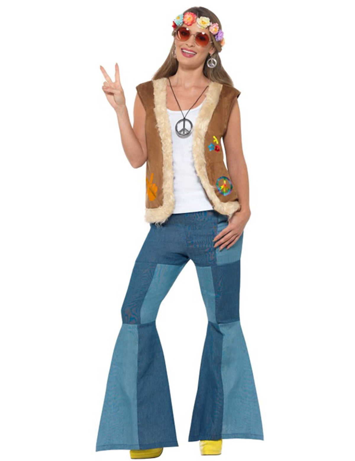 Přehled hippie vesty s kožešinou pro dospělý