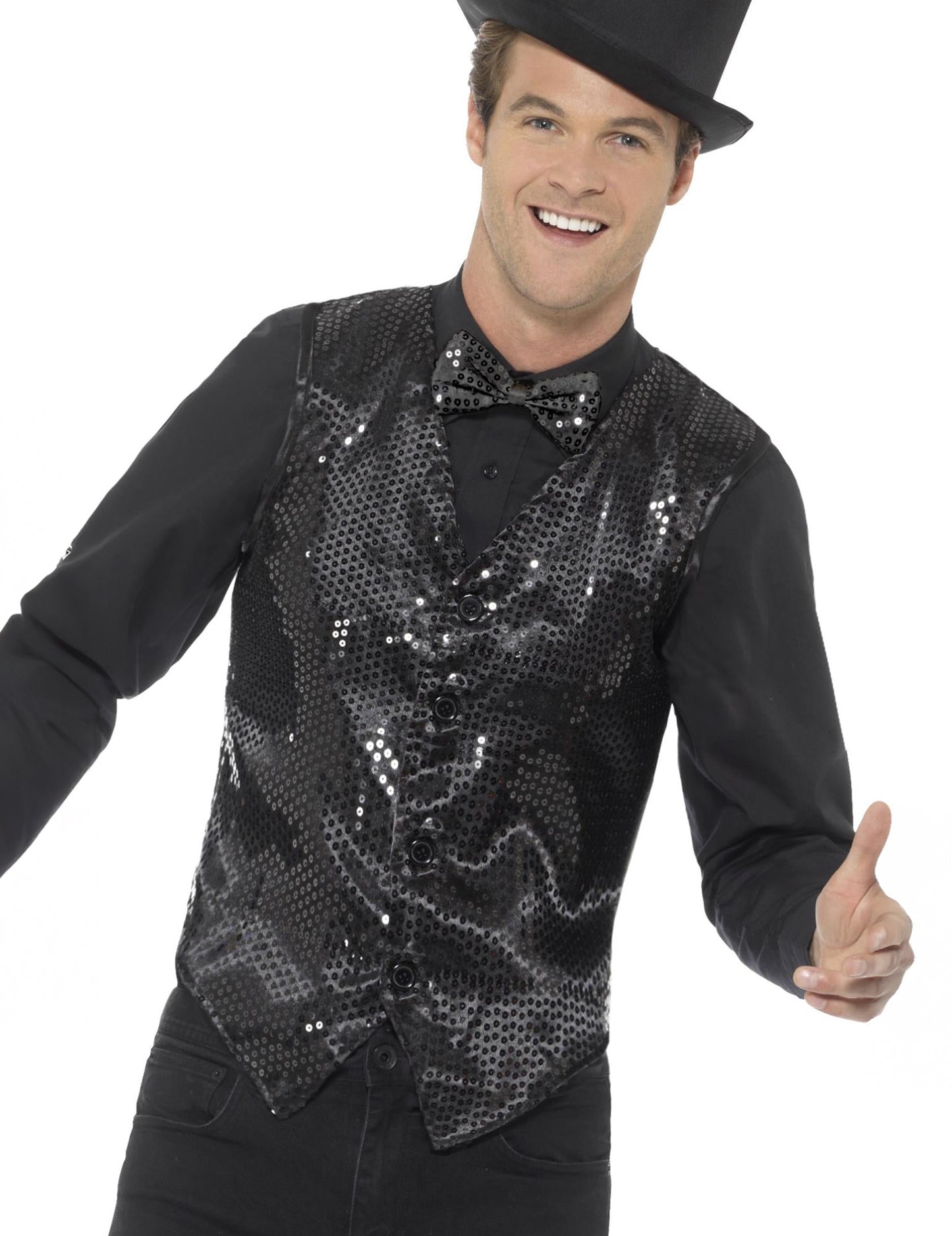 Dospělá černá flitrovaná vesta