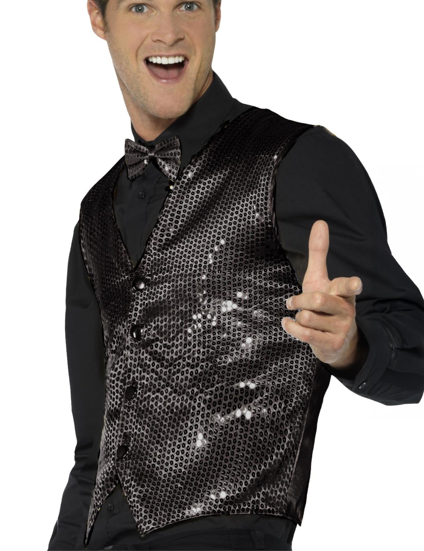 Dospělá černá flitrovaná vesta