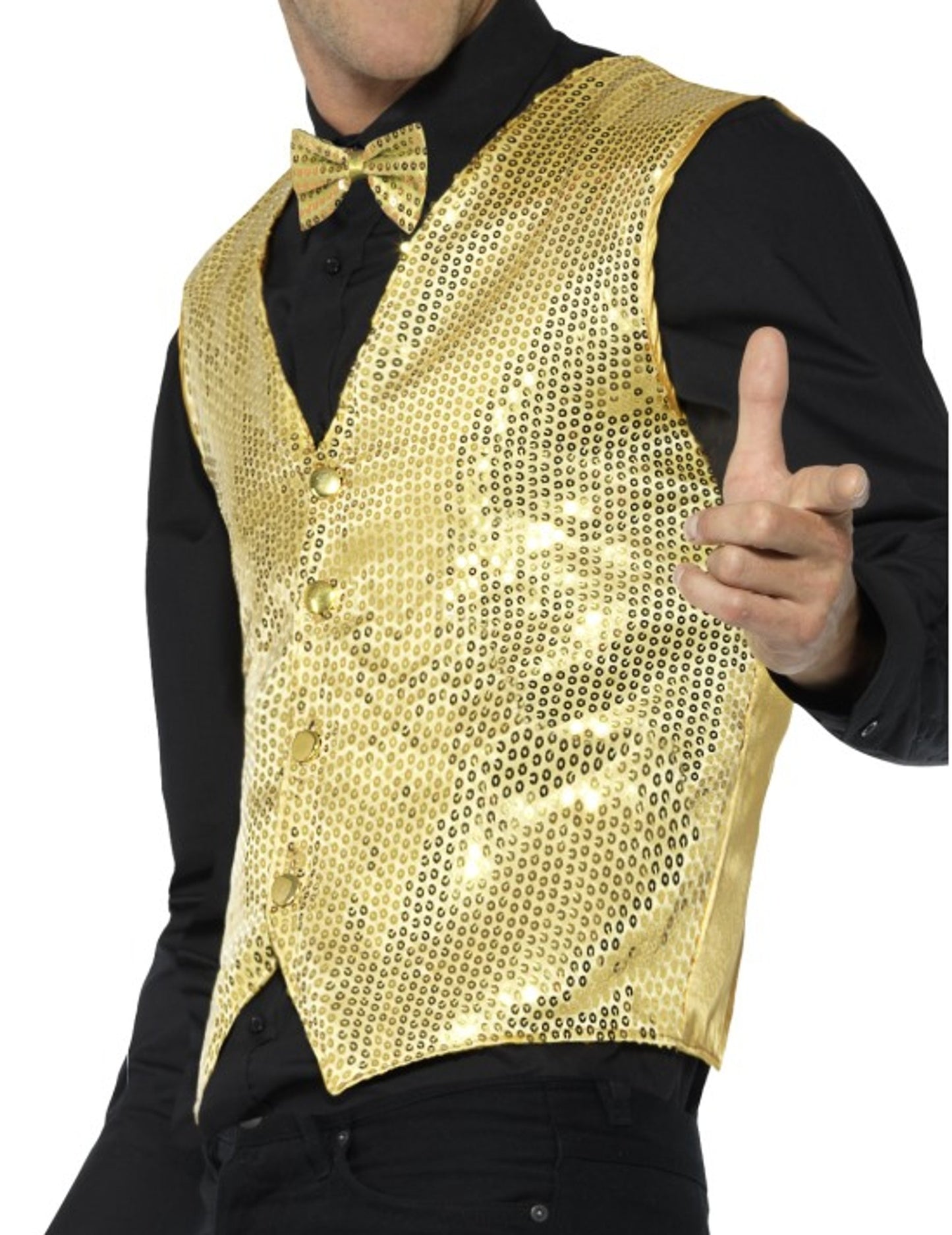 Dospělácká zlatá flitrovaná vesta