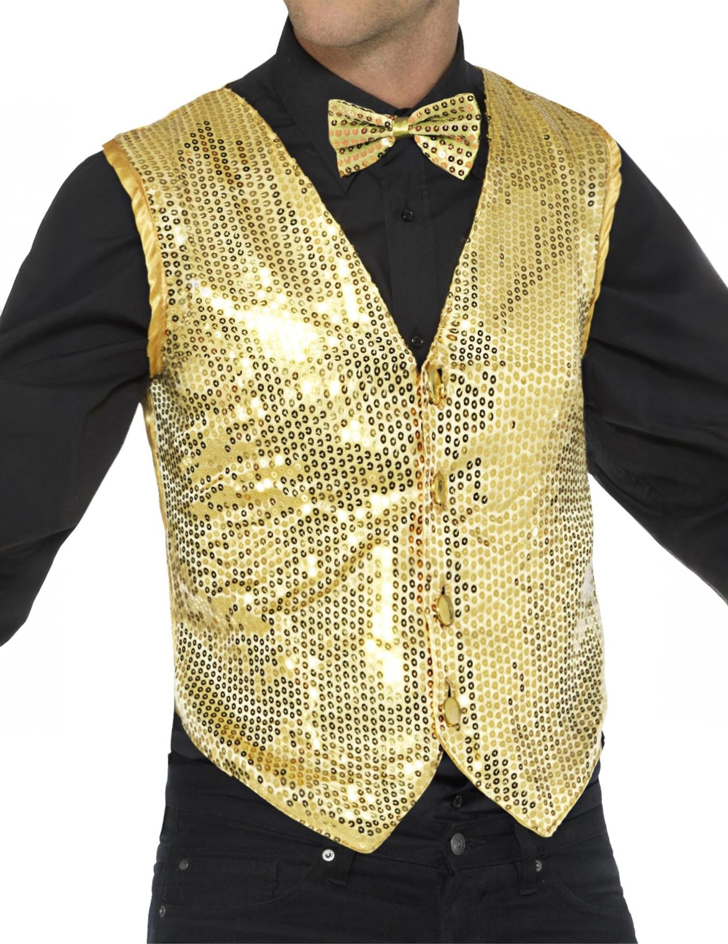 Dospělácká zlatá flitrovaná vesta