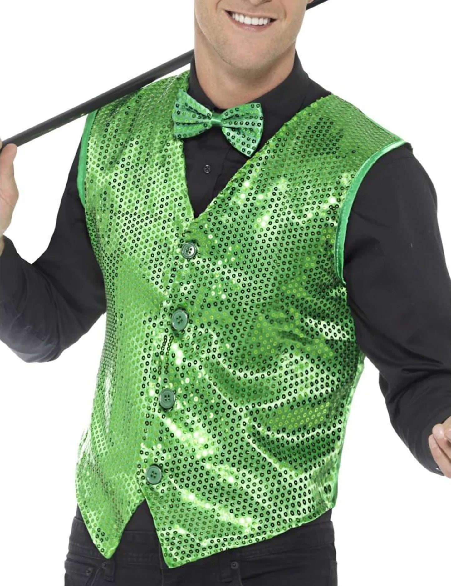 Zelená flitrovaná vesta pro dospělé