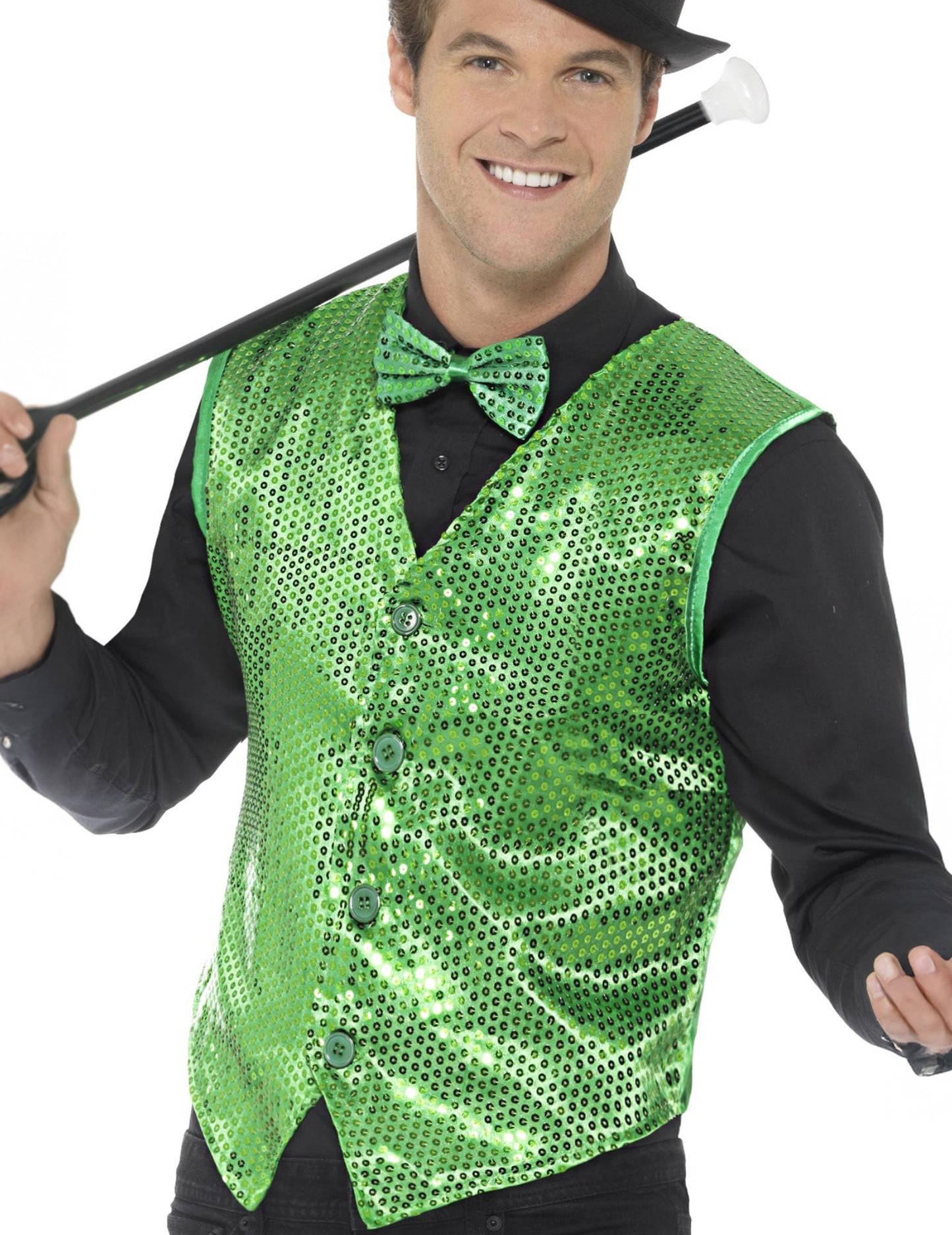 Zelená flitrovaná vesta pro dospělé