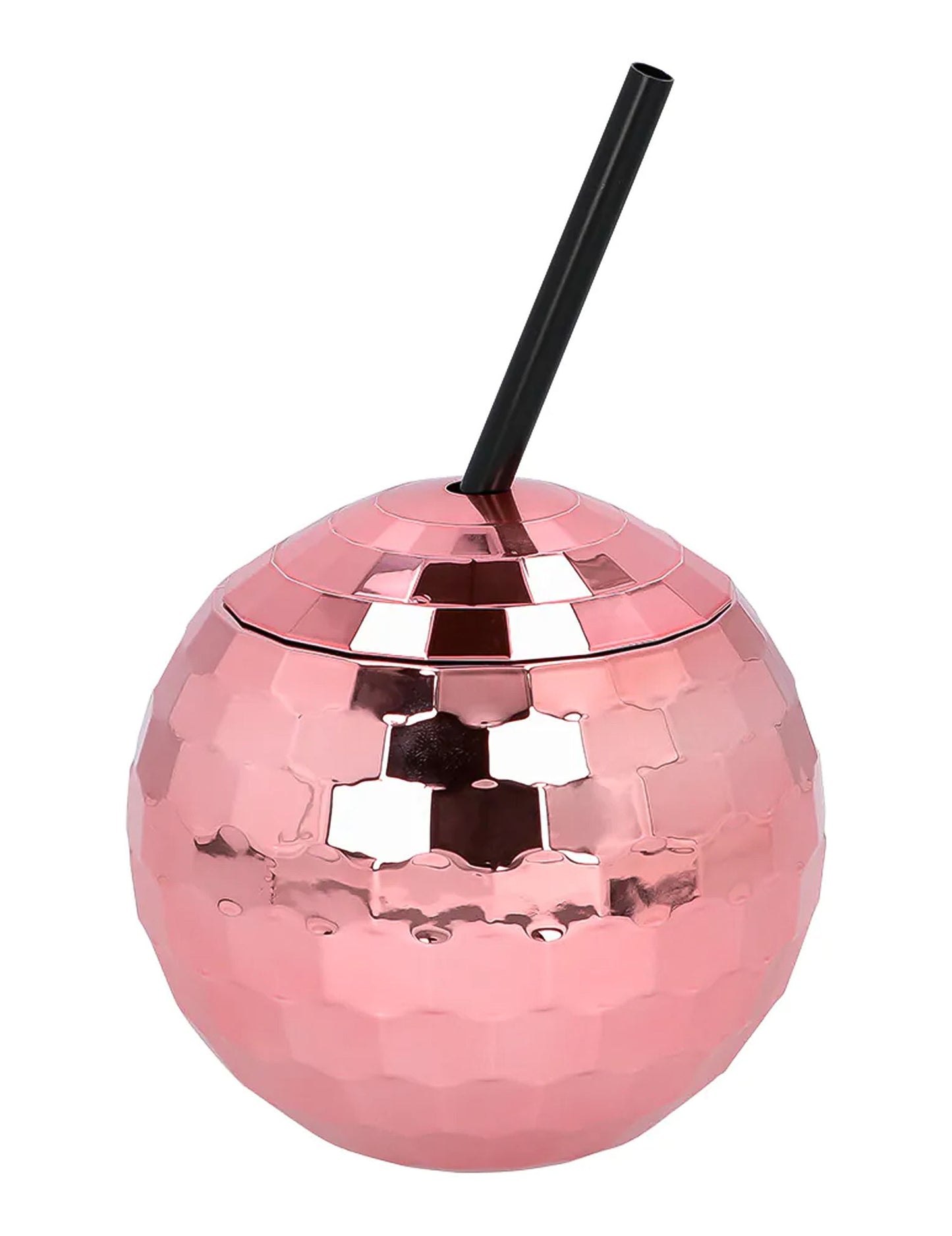 650ml růžový kelímek s disco koulí a brčkem