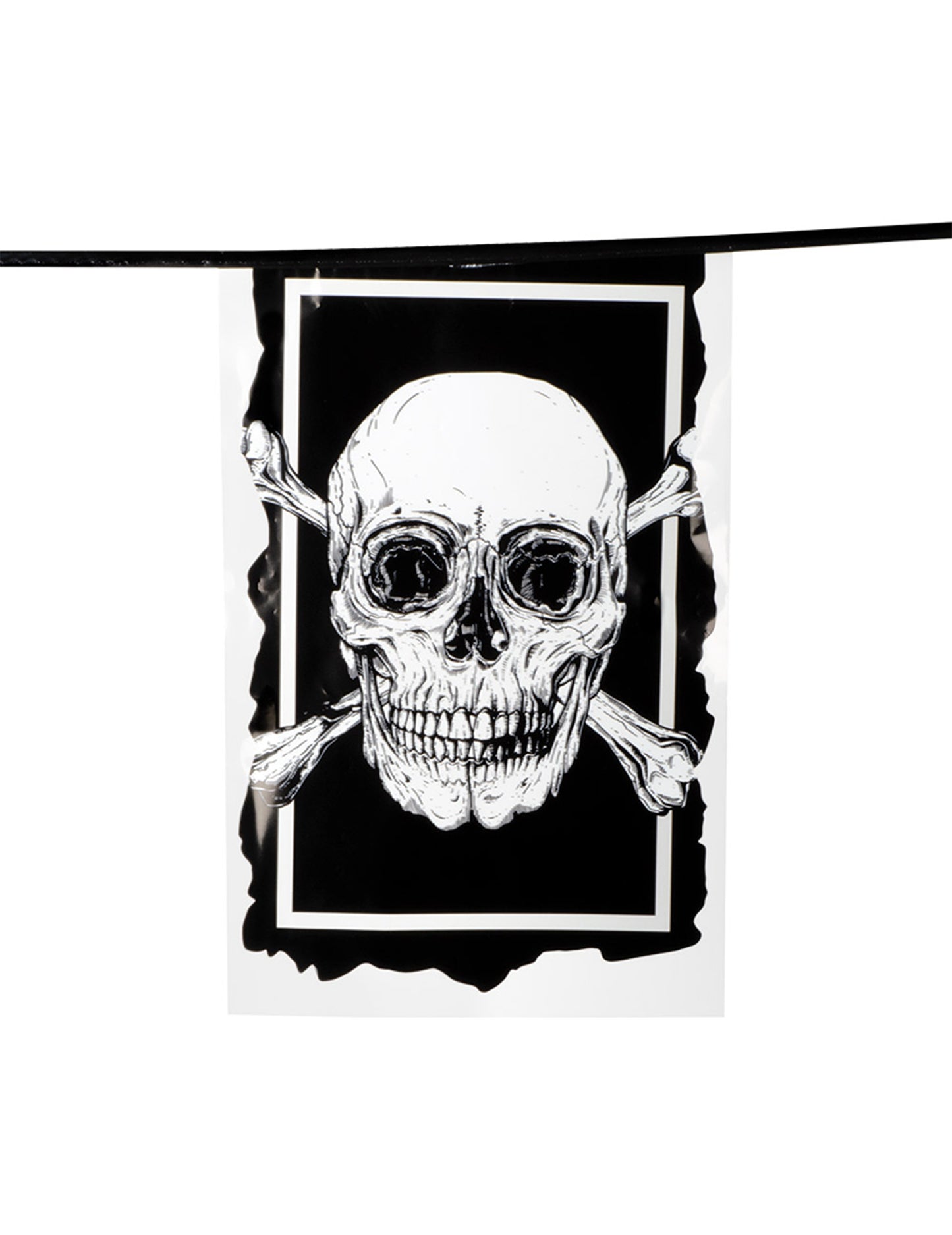 Girlanda z 10 plastových vlaječek Pirát Jolly Roger 30 x 20 cm