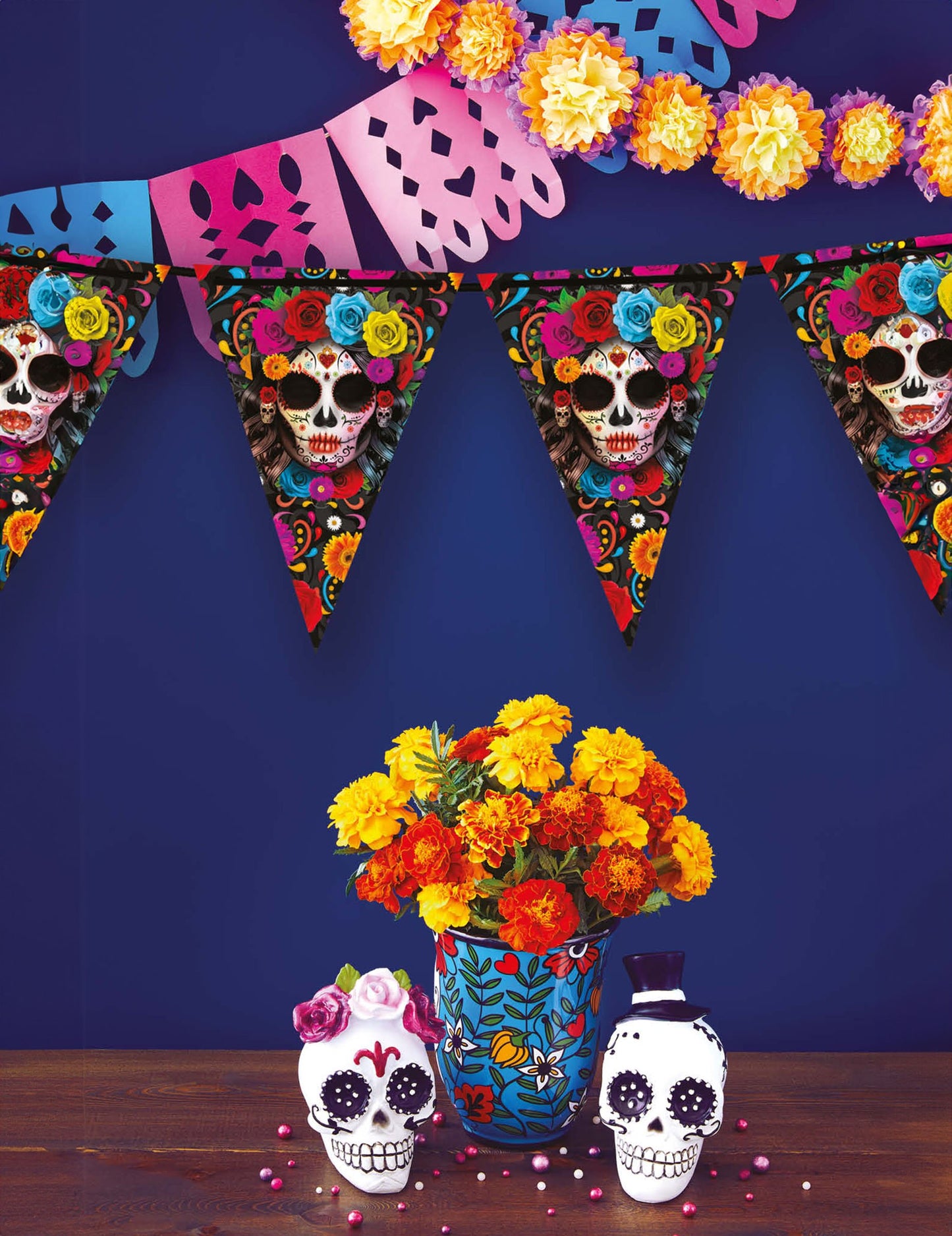 Fanions Garland Cartina dia de los muertos