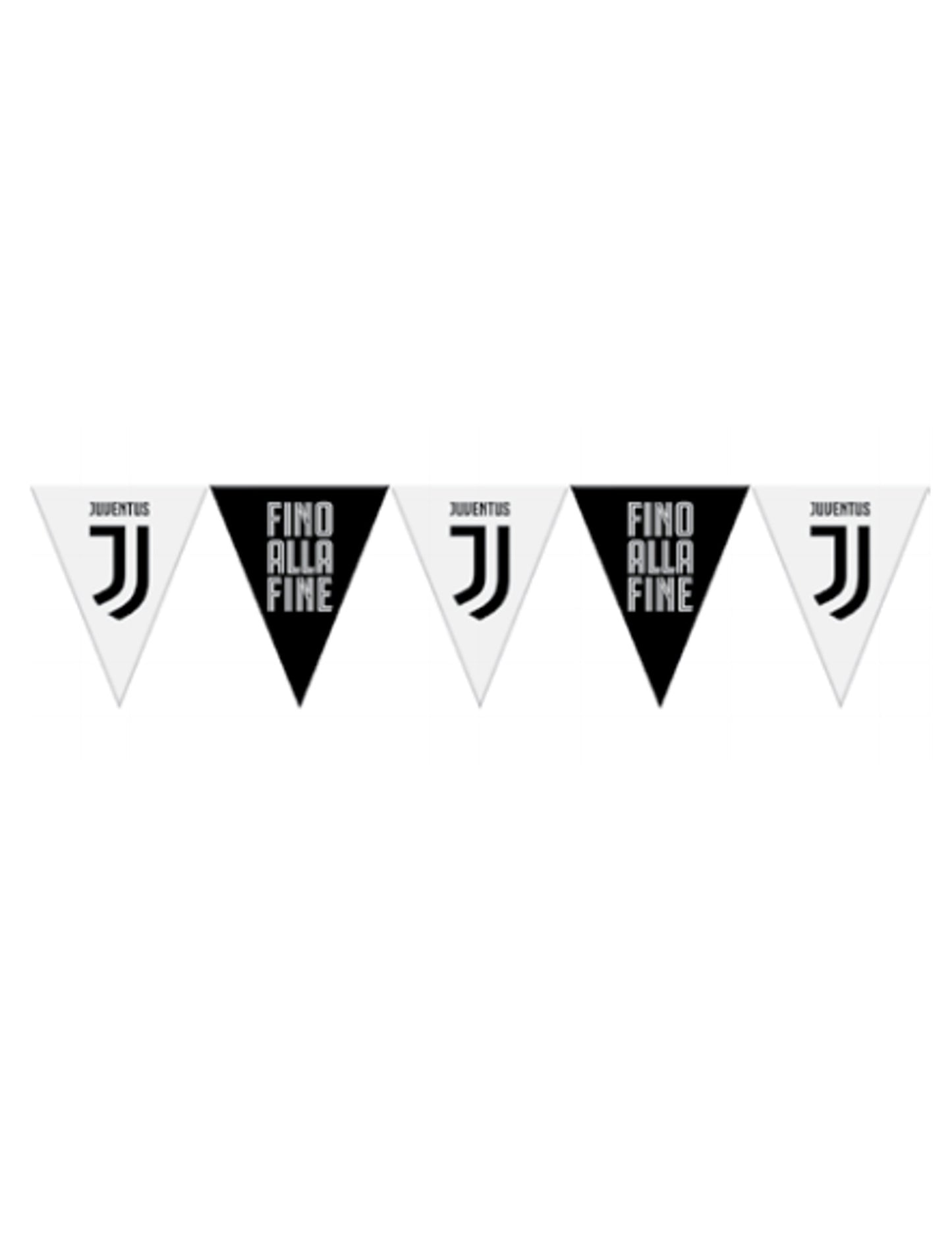 Guirlande à fanions en plastique Juventus pour supporter noire et blanche
