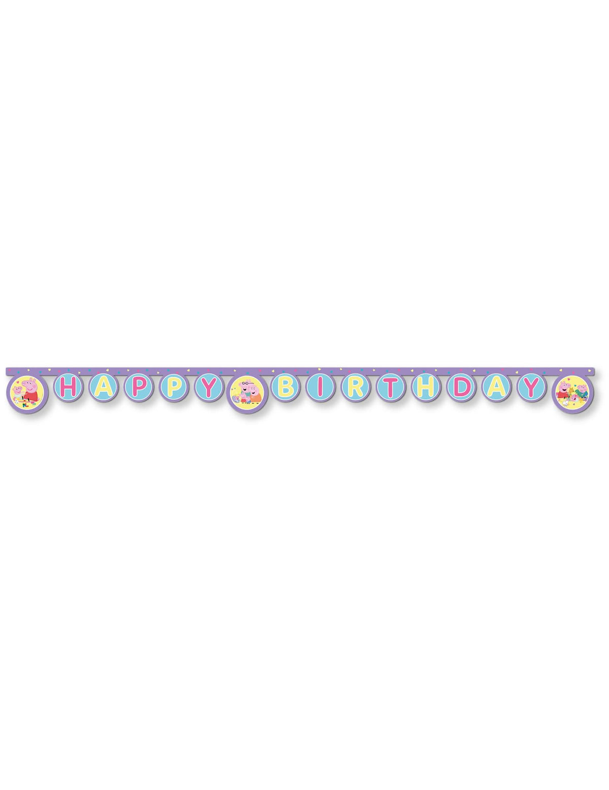 Artikulovaný girlanda Happy Birthday Prasátko Peppa fialová a modrá pastelová