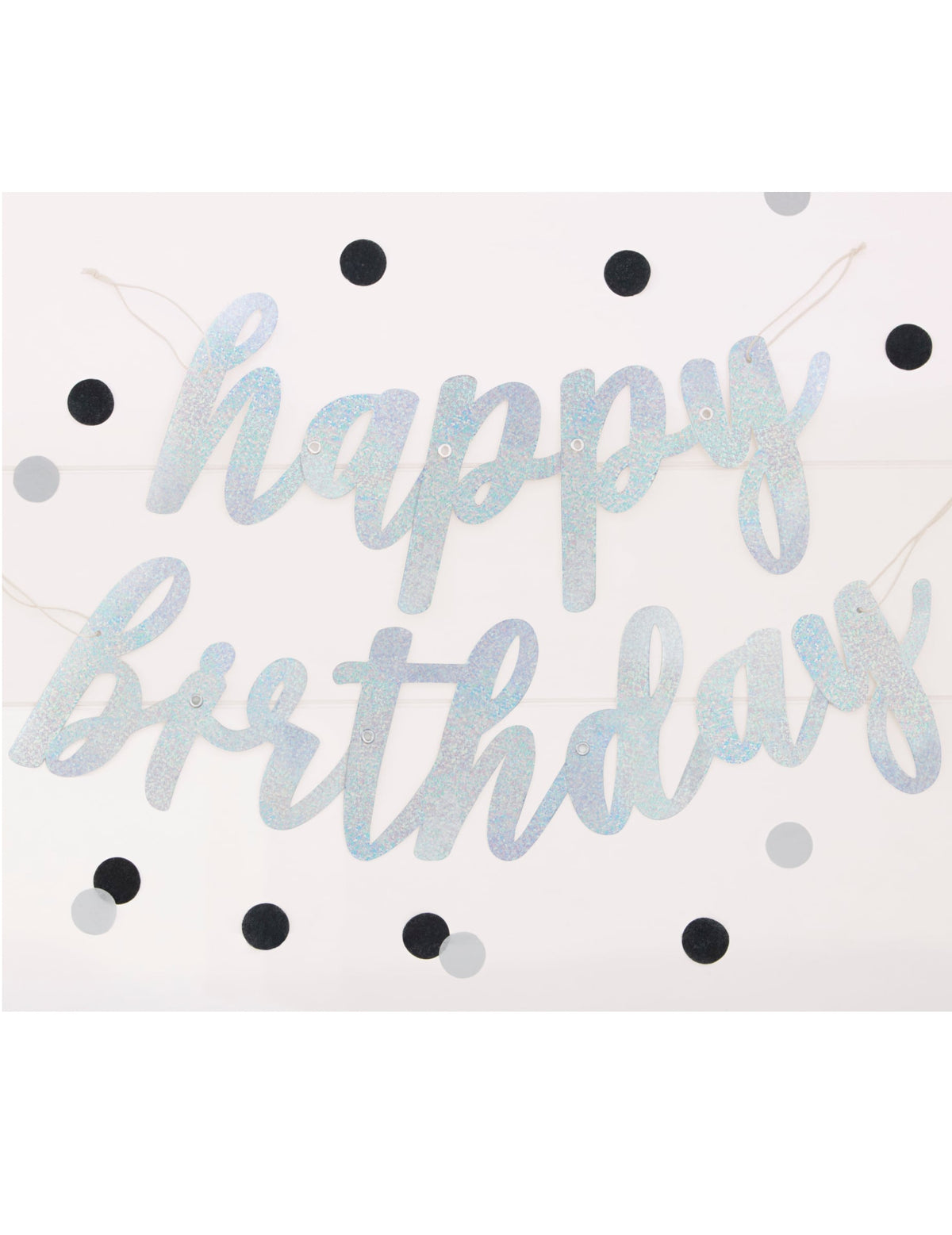 Papírová girlanda Happy Birthday pro stříbrné pailleté narozeniny