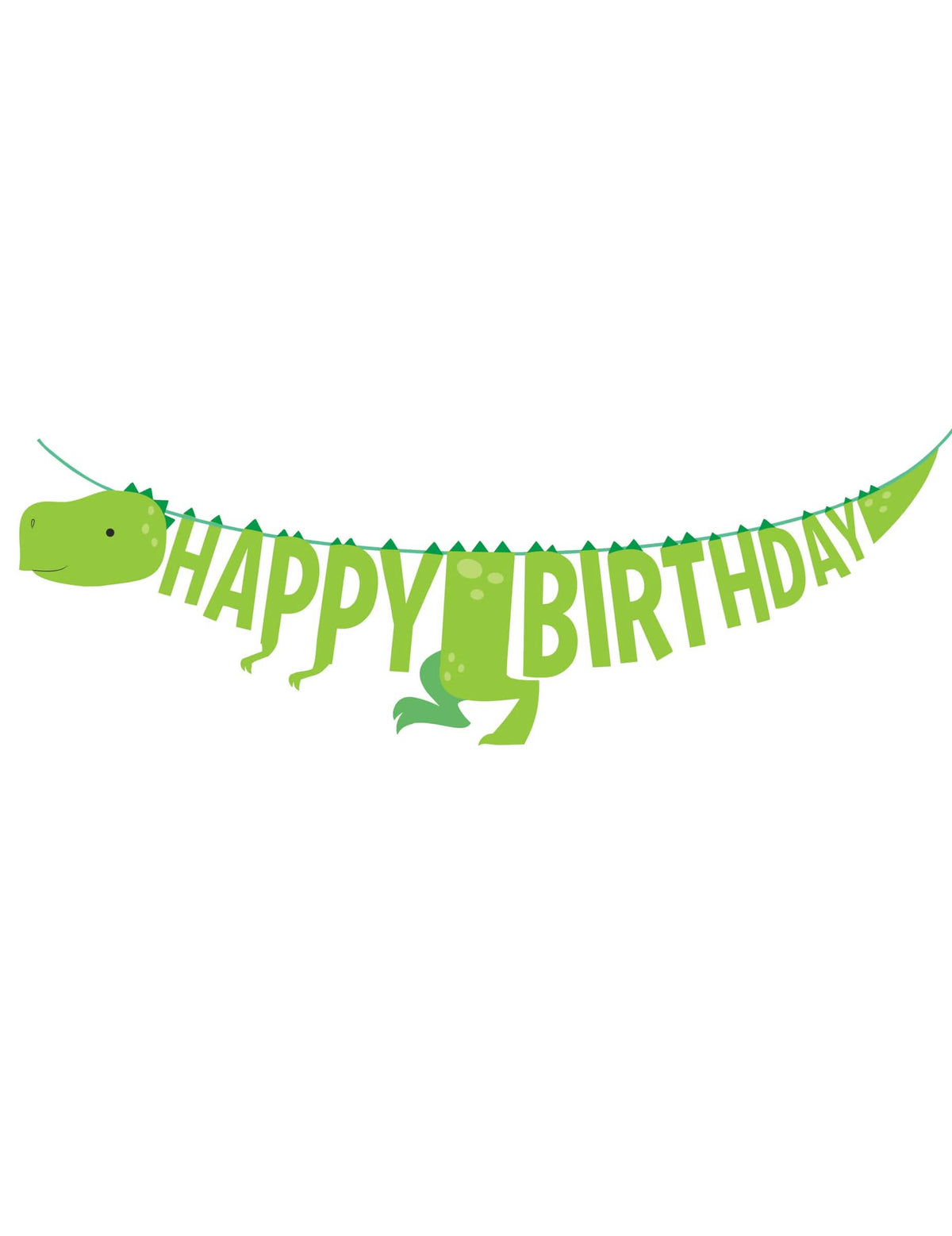 Girlanda Happy Birthday malí dinosauři na narozeniny zelená z kartonu