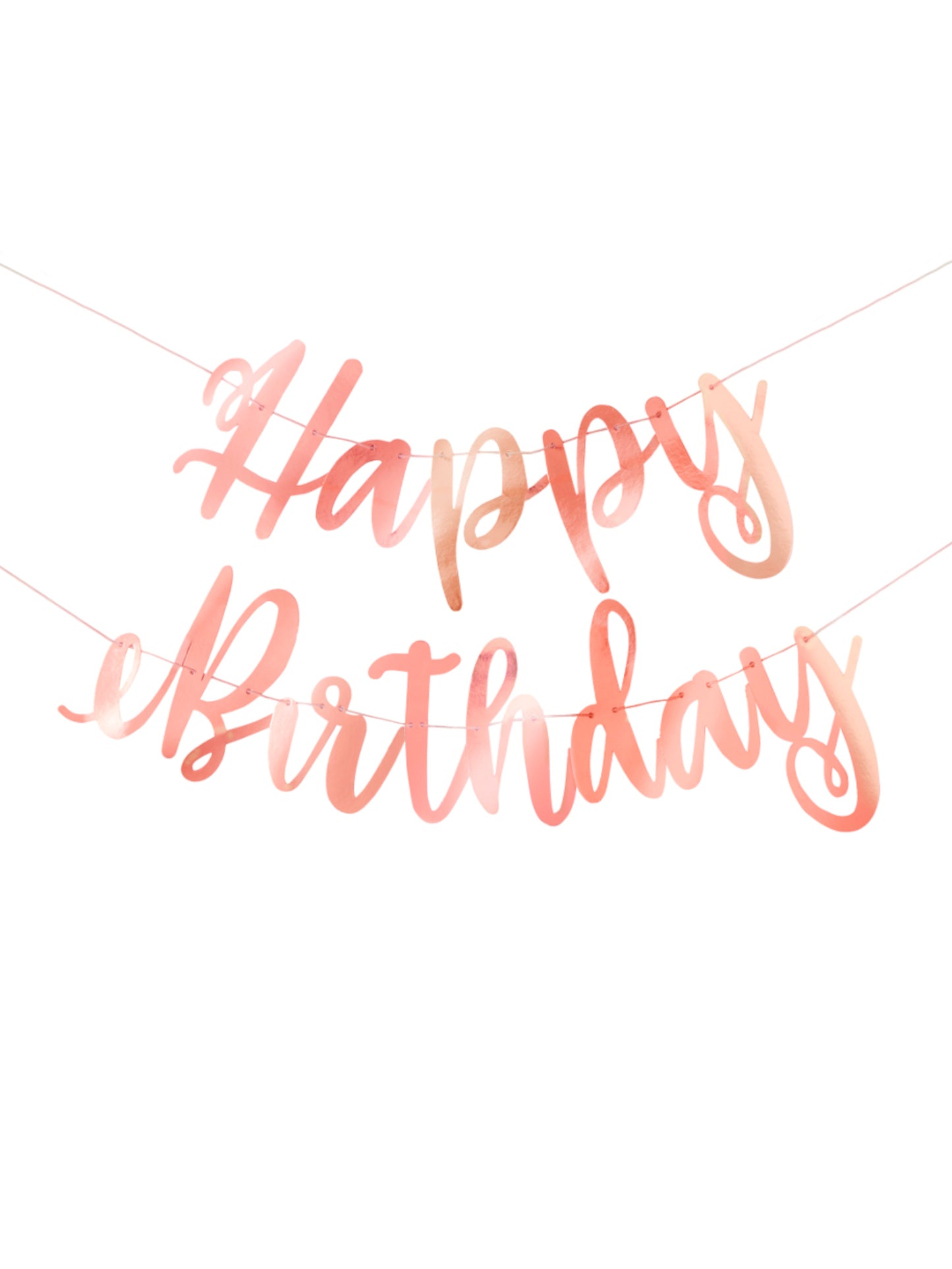 Guirlande en carton happy birthday pour anniversaire rose gold métallisée