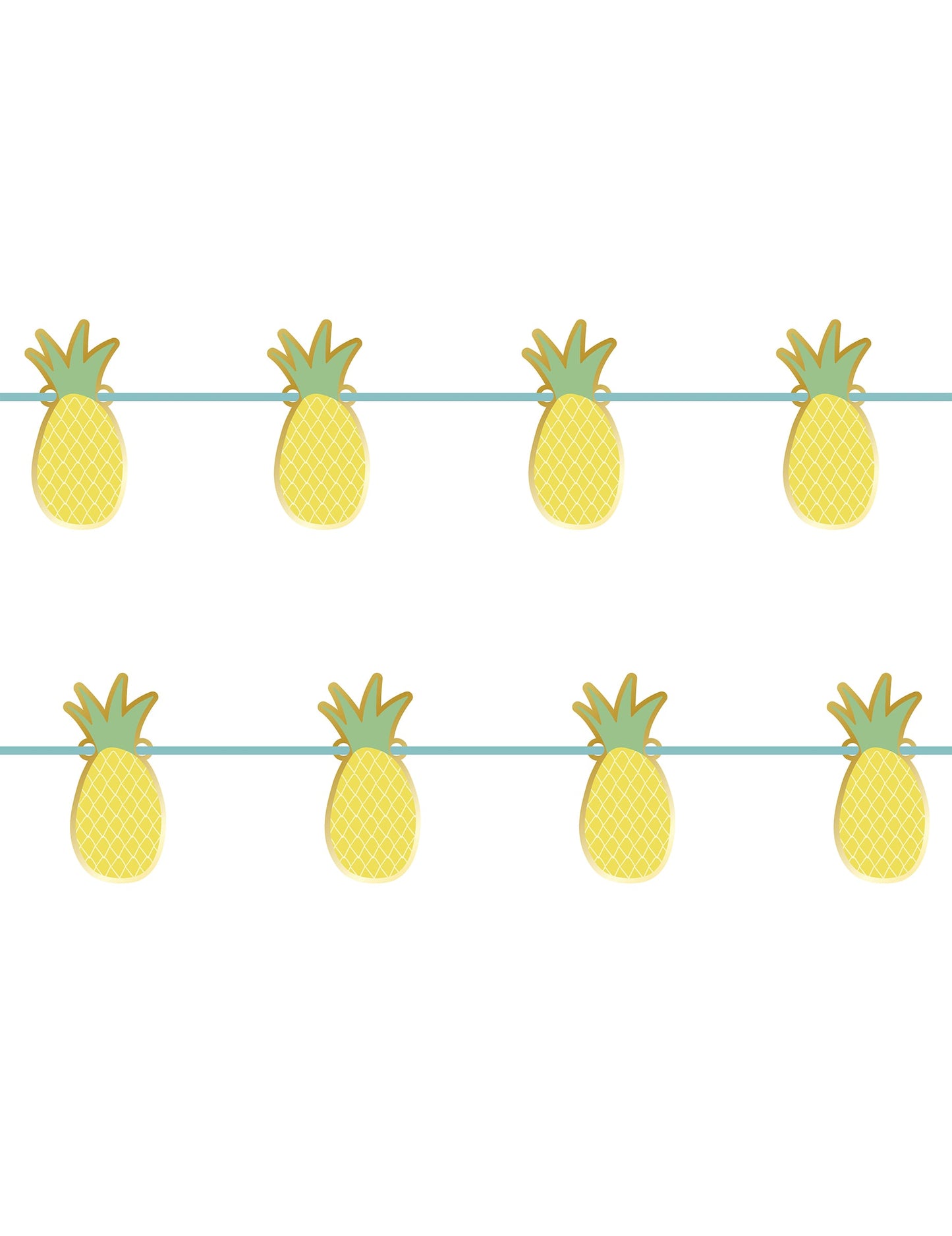 Guirlande en carton métallisée ananas pour décoration été jaune et vert