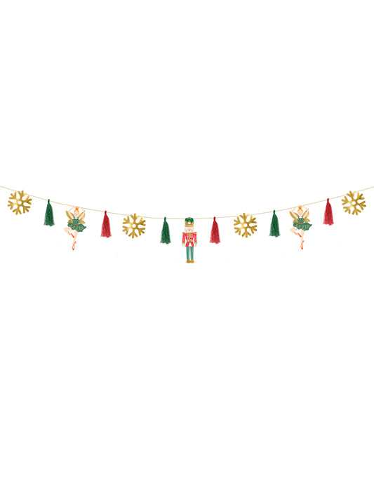 Vue d'ensemble de la guirlande en papier casse noisette et ballerine pour noël