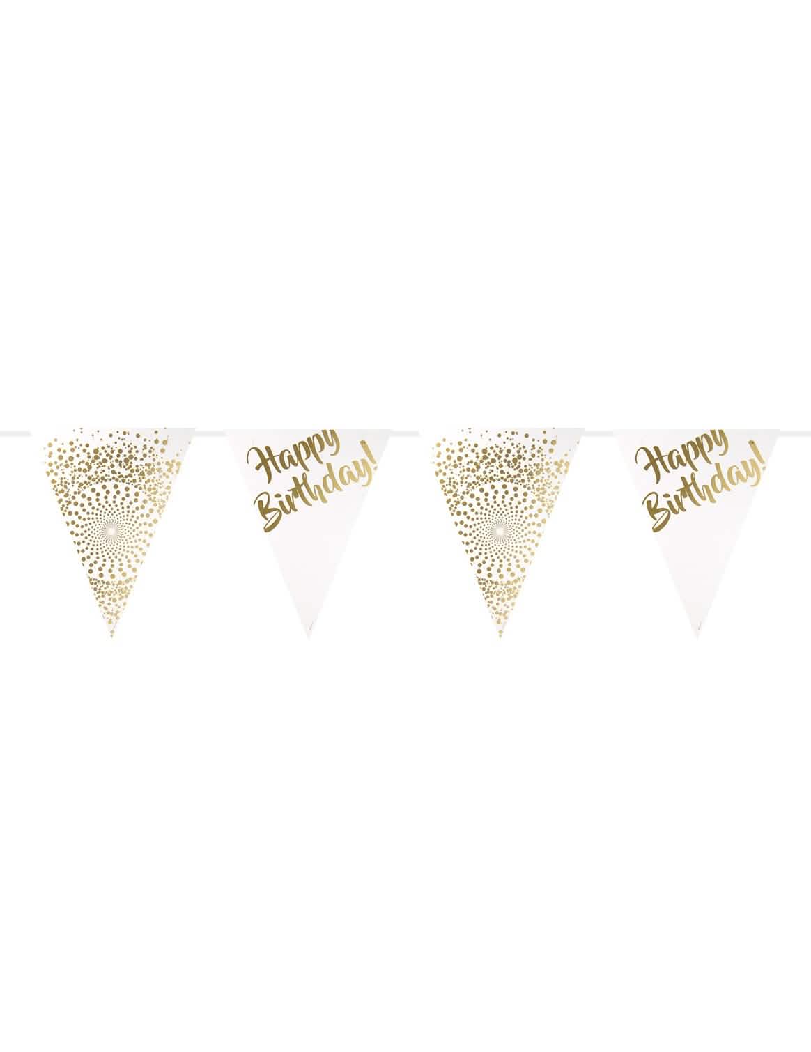 Girlanda praporků Happy Birthday k narozeninám zlatá luxus