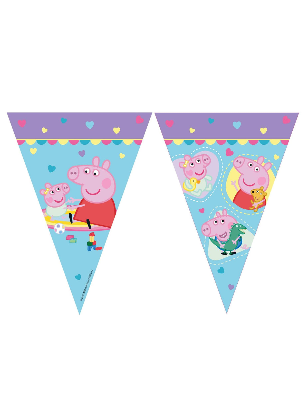 Girlanda s praporky Prasátko Peppa pro dítě modrá s motivy Prasátko Peppa a George Pig