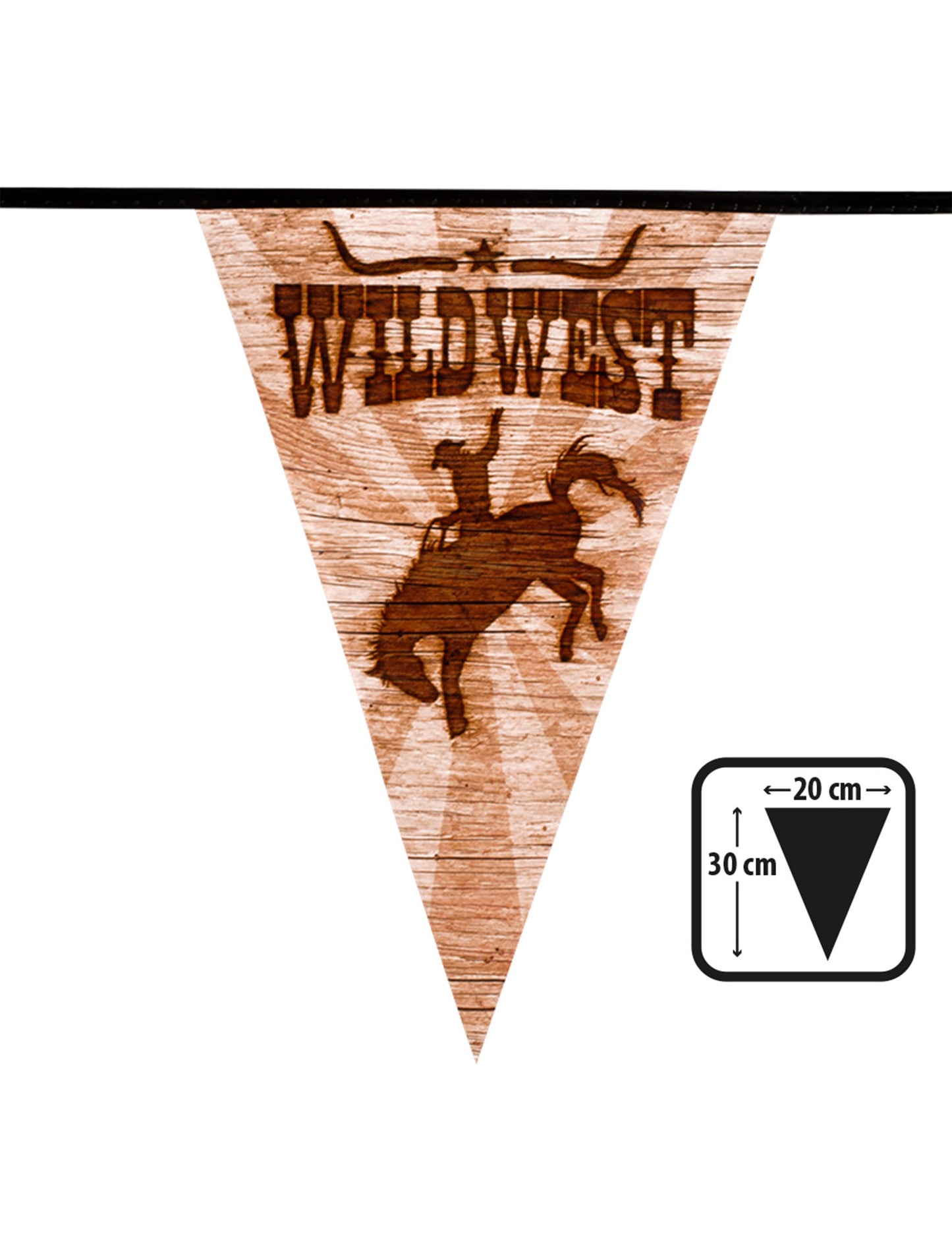 Dimensions d'un fanion de la guirlande fanions Western Wild West