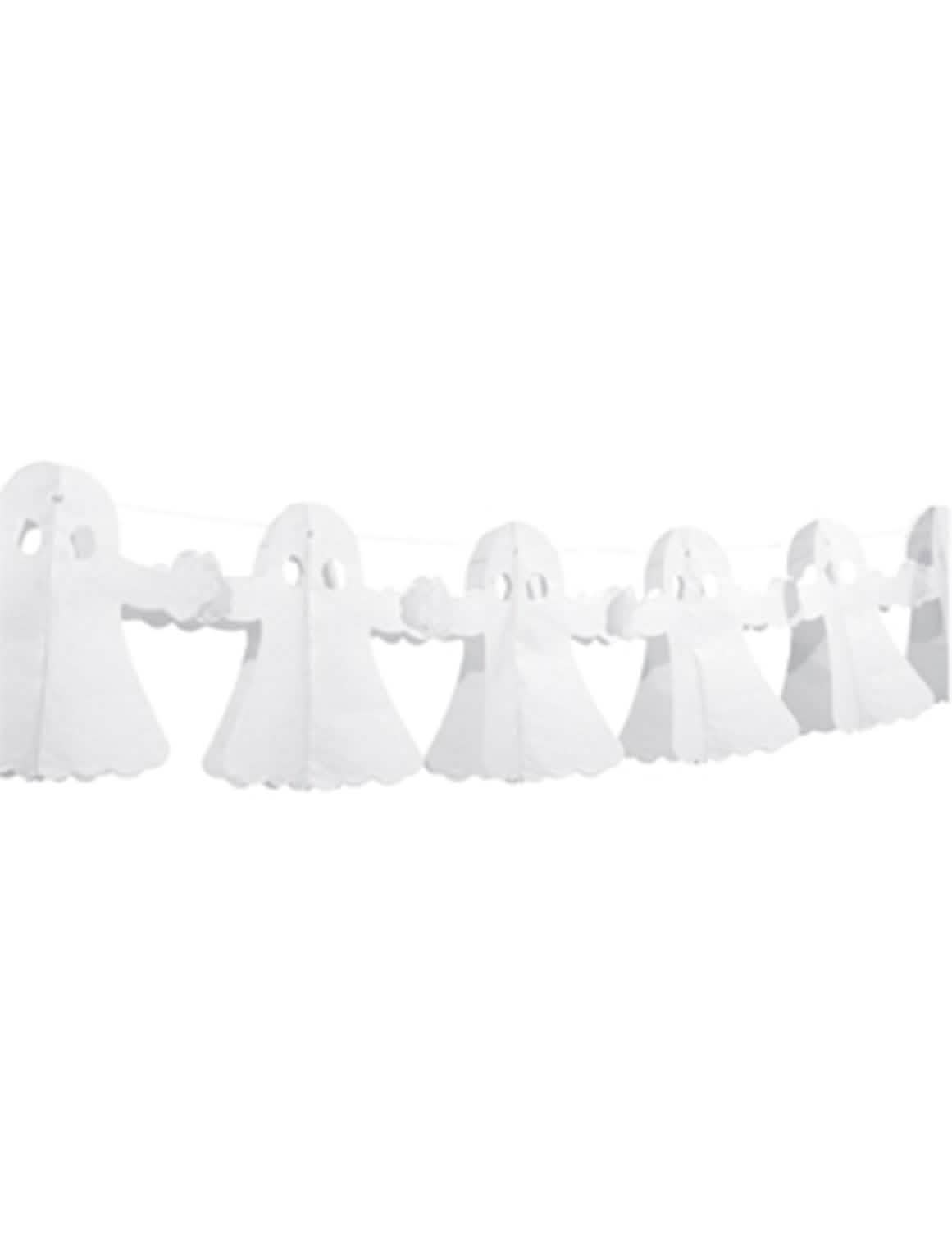 Papírová girlanda s duchy na halloween bílá