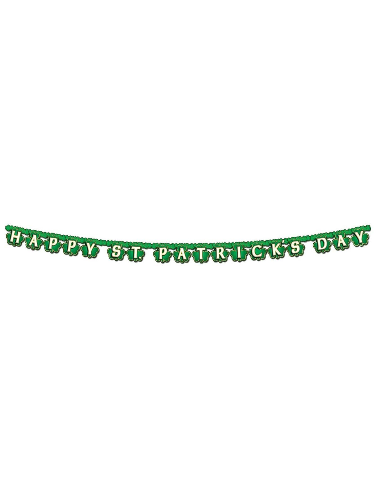 Pohled zepředu na girlandu Happy St. Patrick's Day