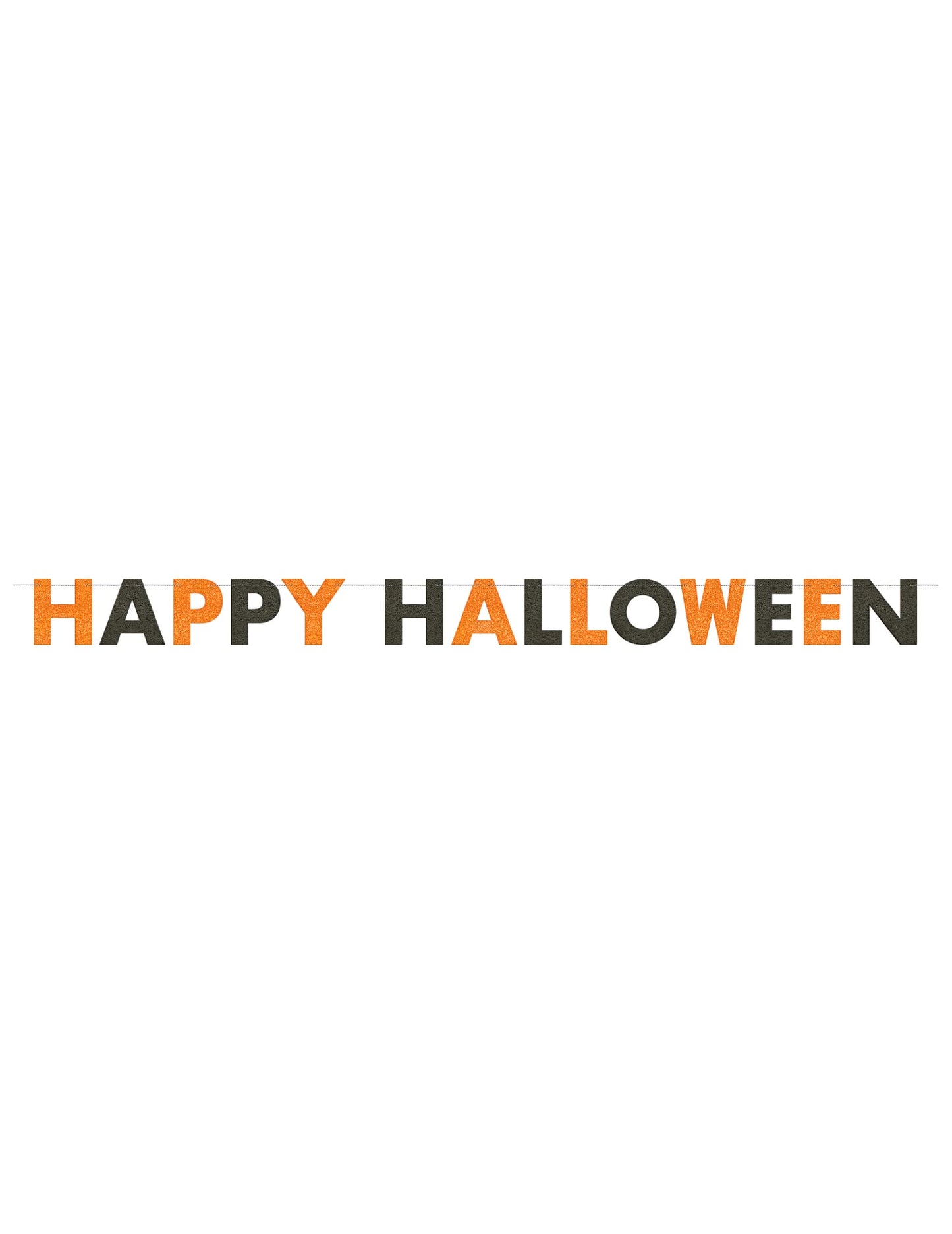 Guirlande Happy Halloween pour décoration de fête orange et noire pailletée