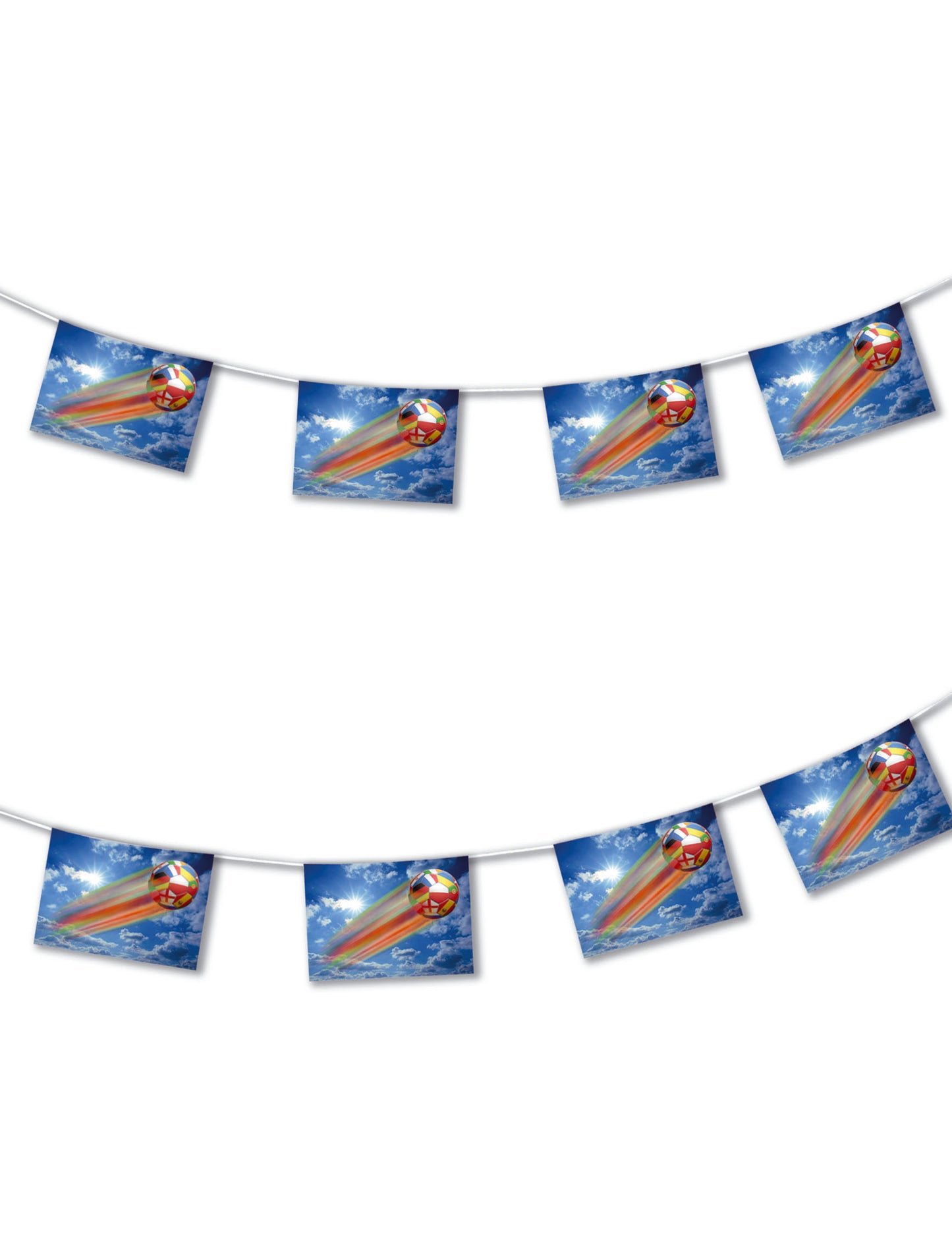 Guirlande papier ignifugé ballon filant pour décor foot bleue