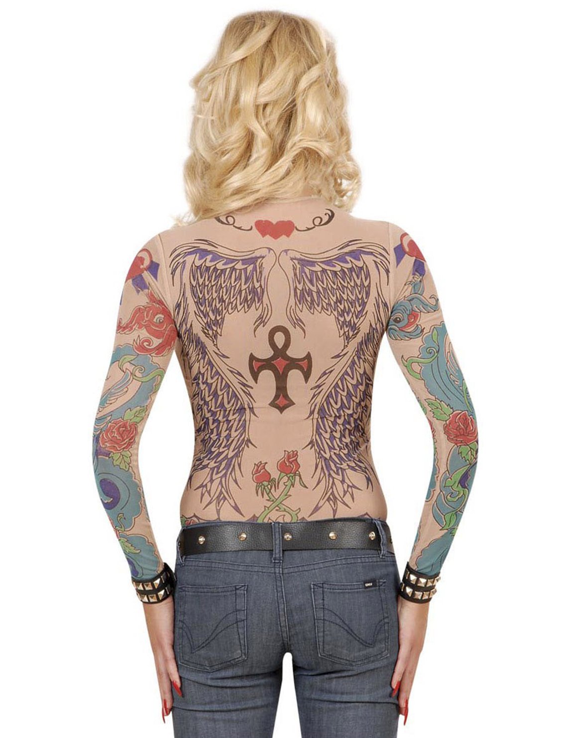 Dámský top s dlouhým rukávem a tetovacím efektem