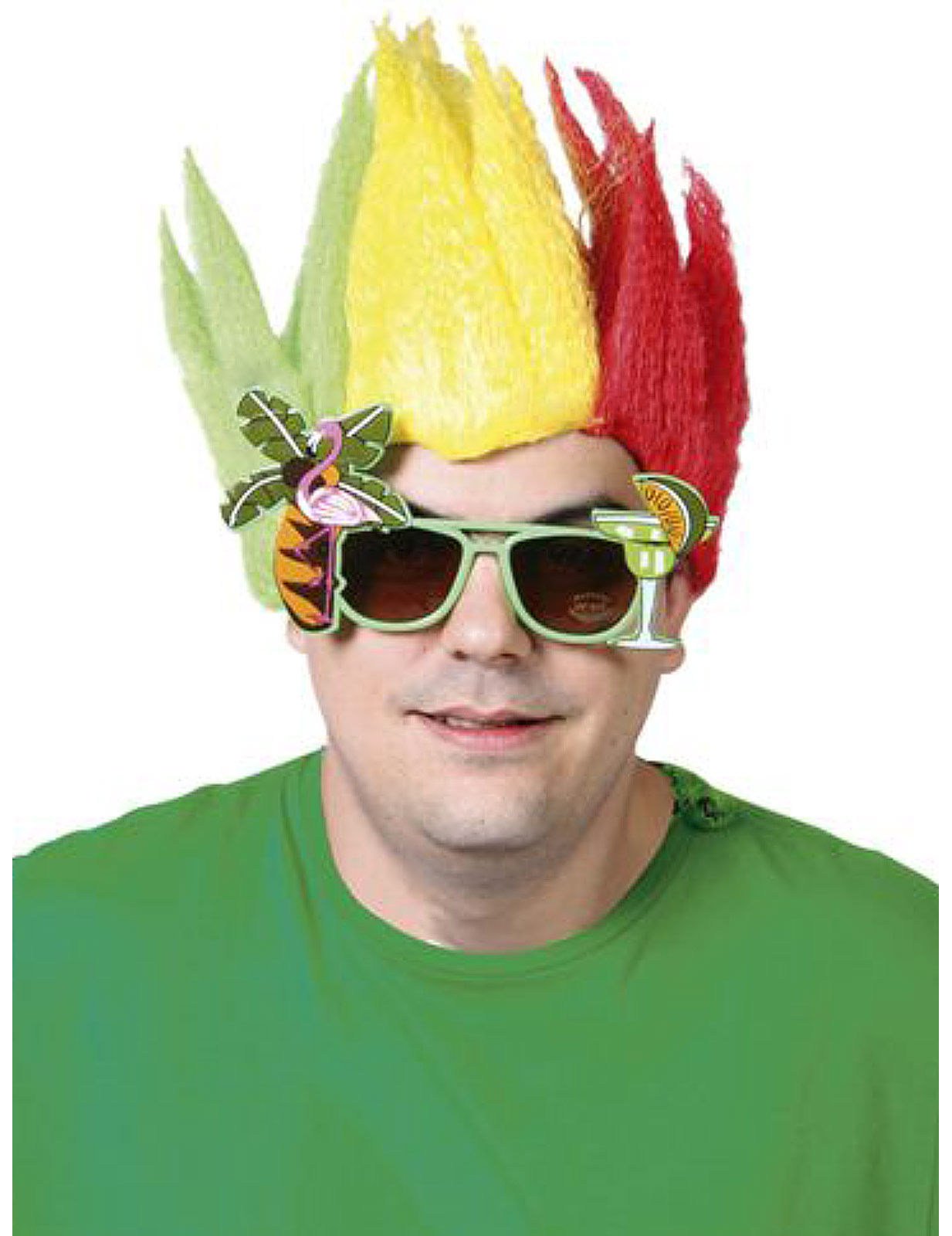 Jamajská žlutočervená zelená paruka pro dospělé
