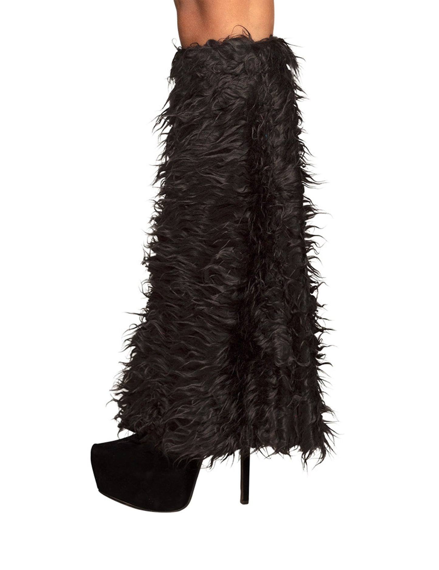 Černé chlupaté legíny pro dospělé