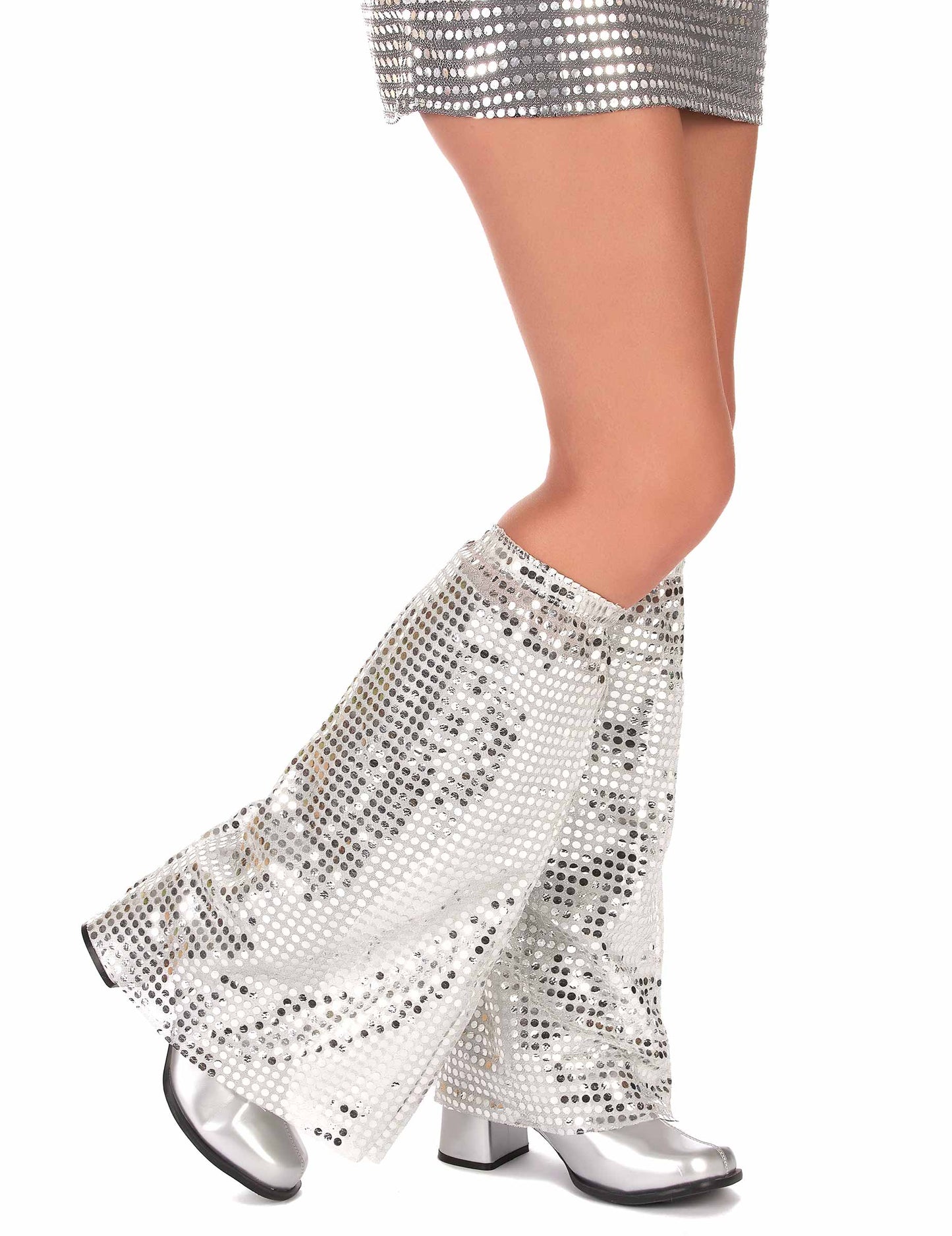 Stříbrné flitrované návleky na nohy pro dospělé