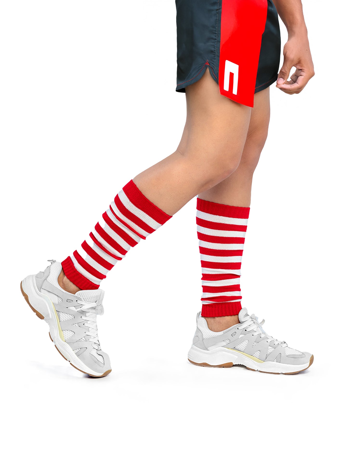 Legíny s červenými a bílými pruhy pro dospělé