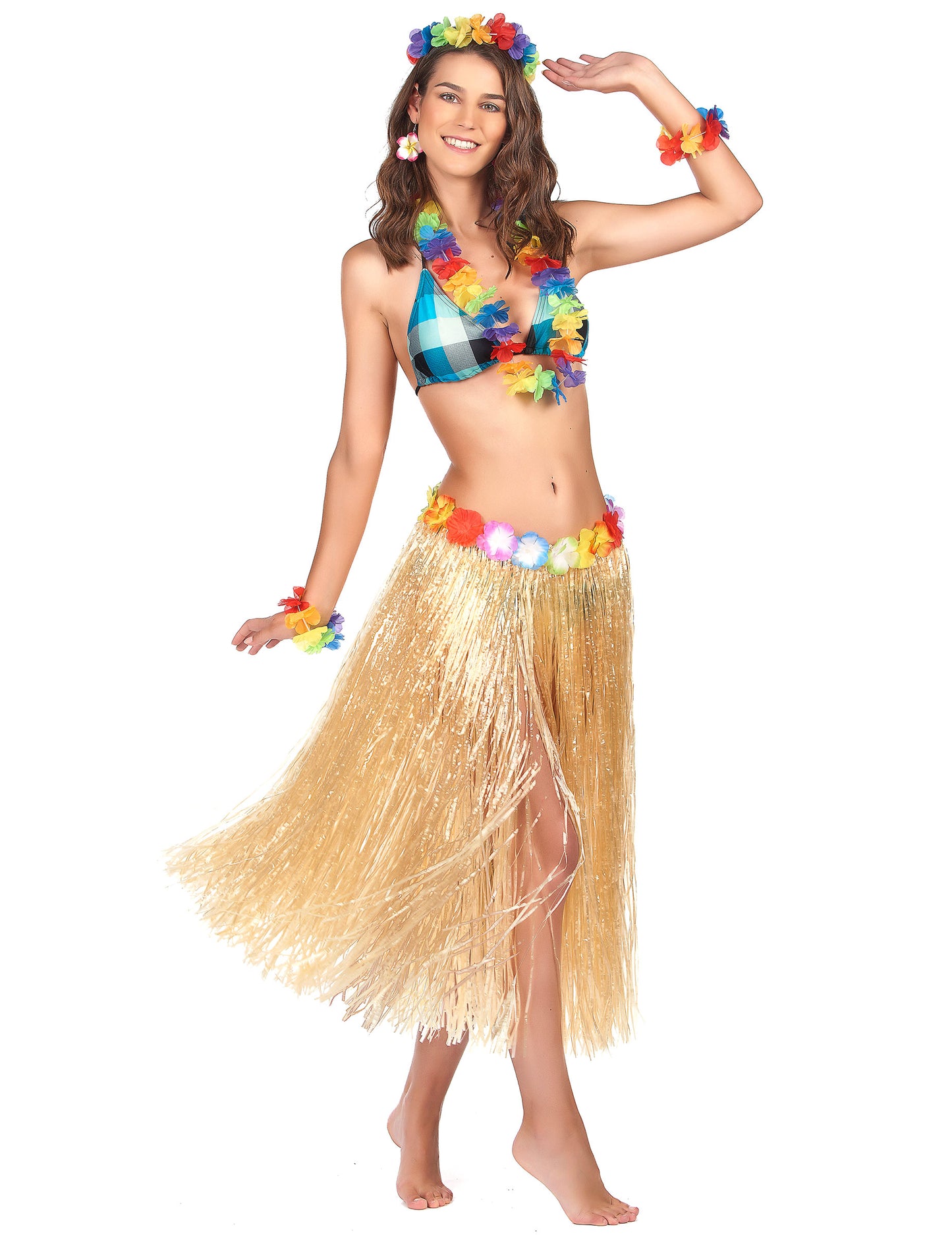 Dlouhá havajská sukně pro dospělé z přírodní kůže