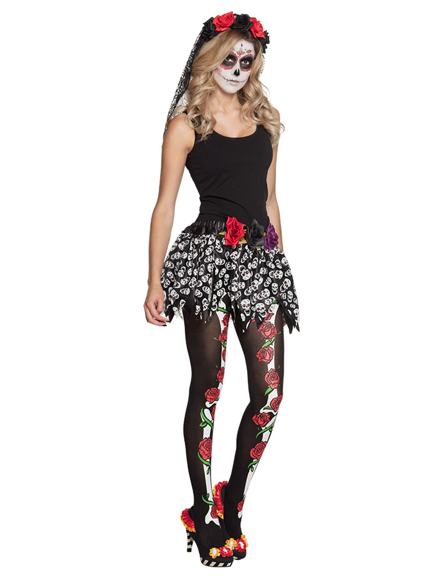 Mexická skeletová sukně pro dospělé, Dia de los Muertos