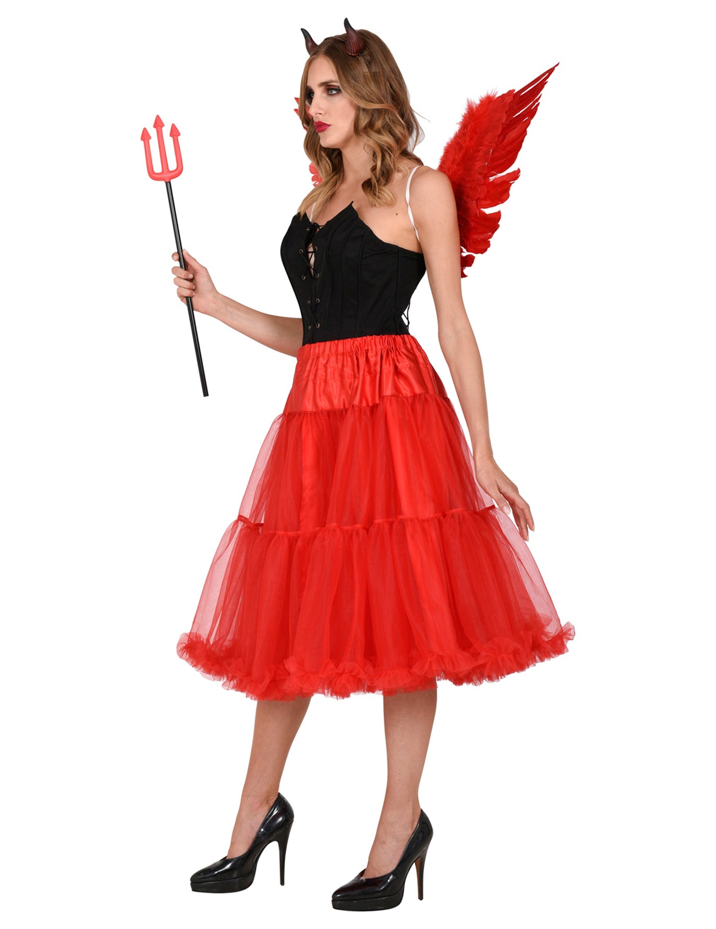 Červená tylová spodnička 65 cm