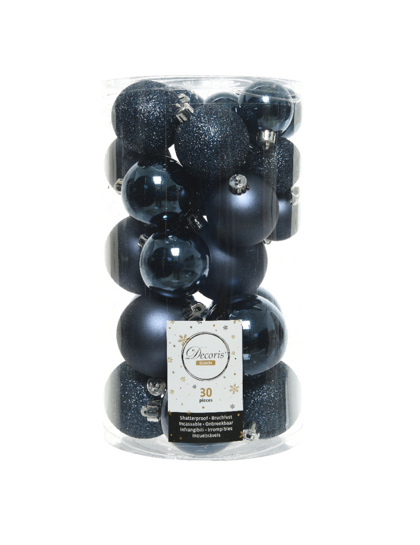 30 Midnight Blue Christmas Balls 4 až 6 cm