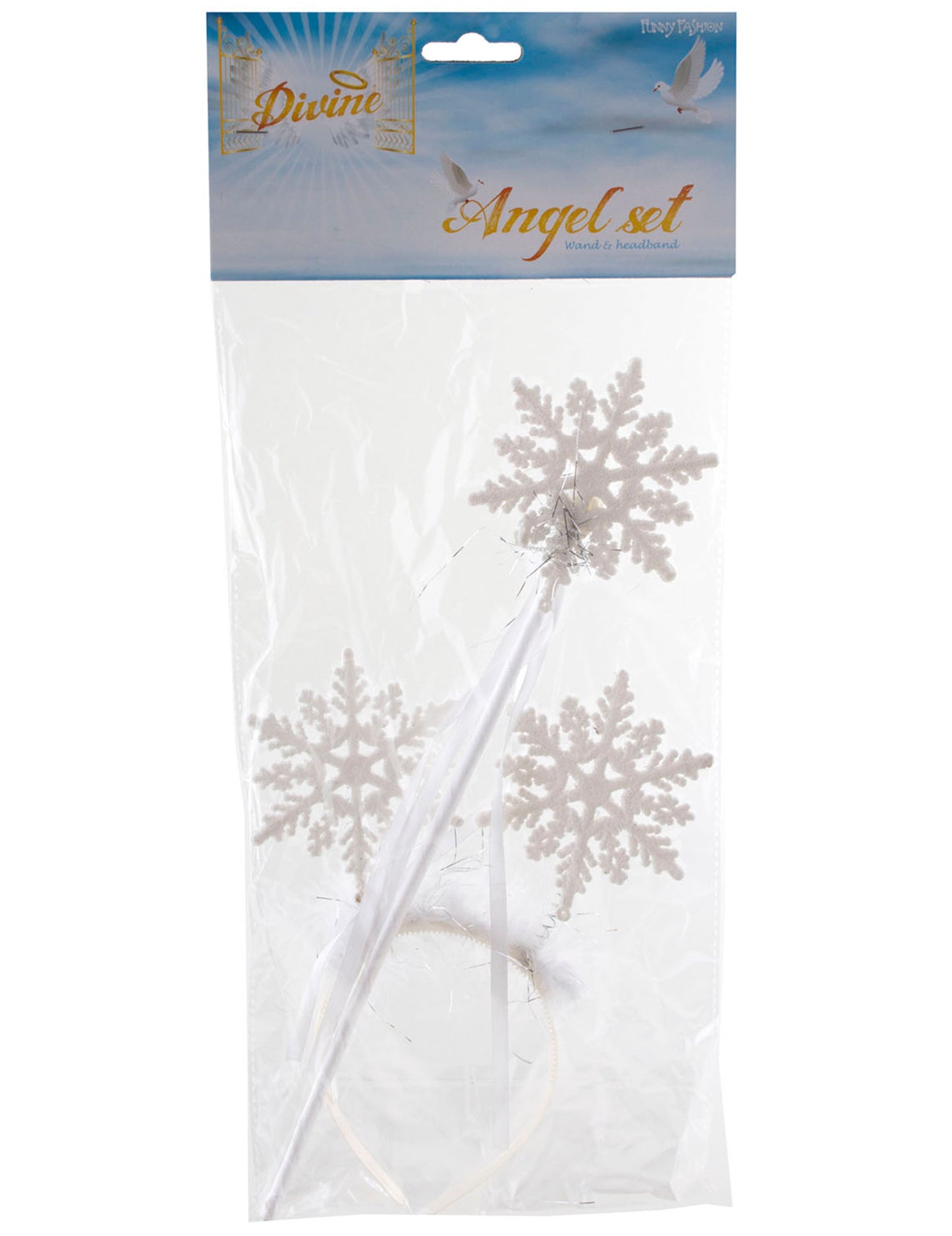 Kostüm-Set Schnee-Engel Accessoire für Weihnachten 2-teilig weiss