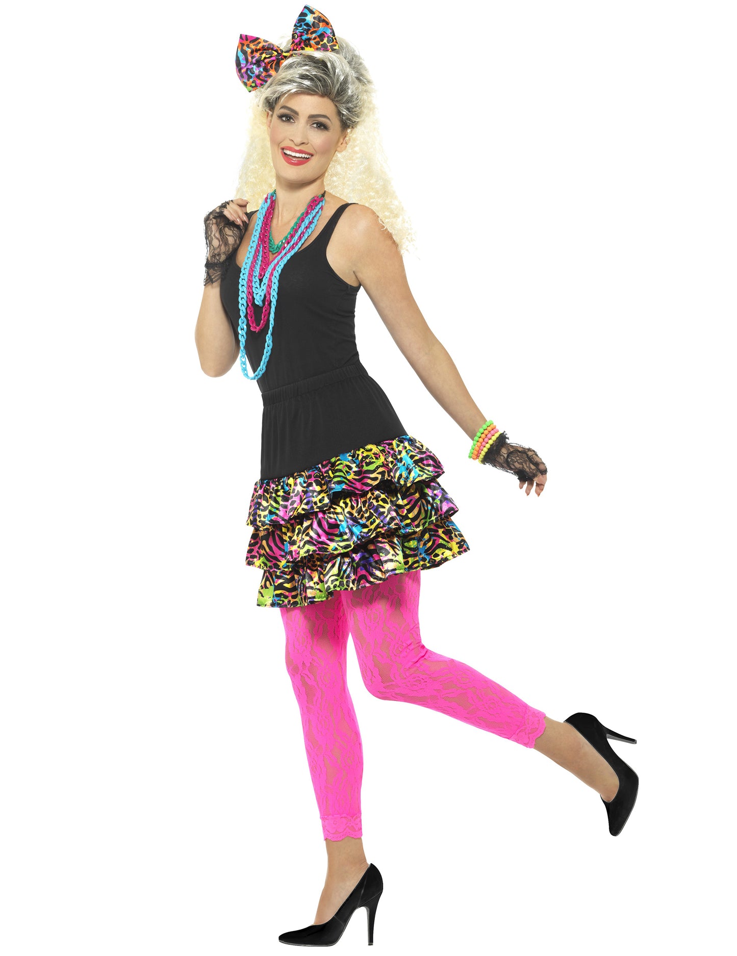 Dámská souprava s neonovým leopardím vzorem ve stylu 80. let