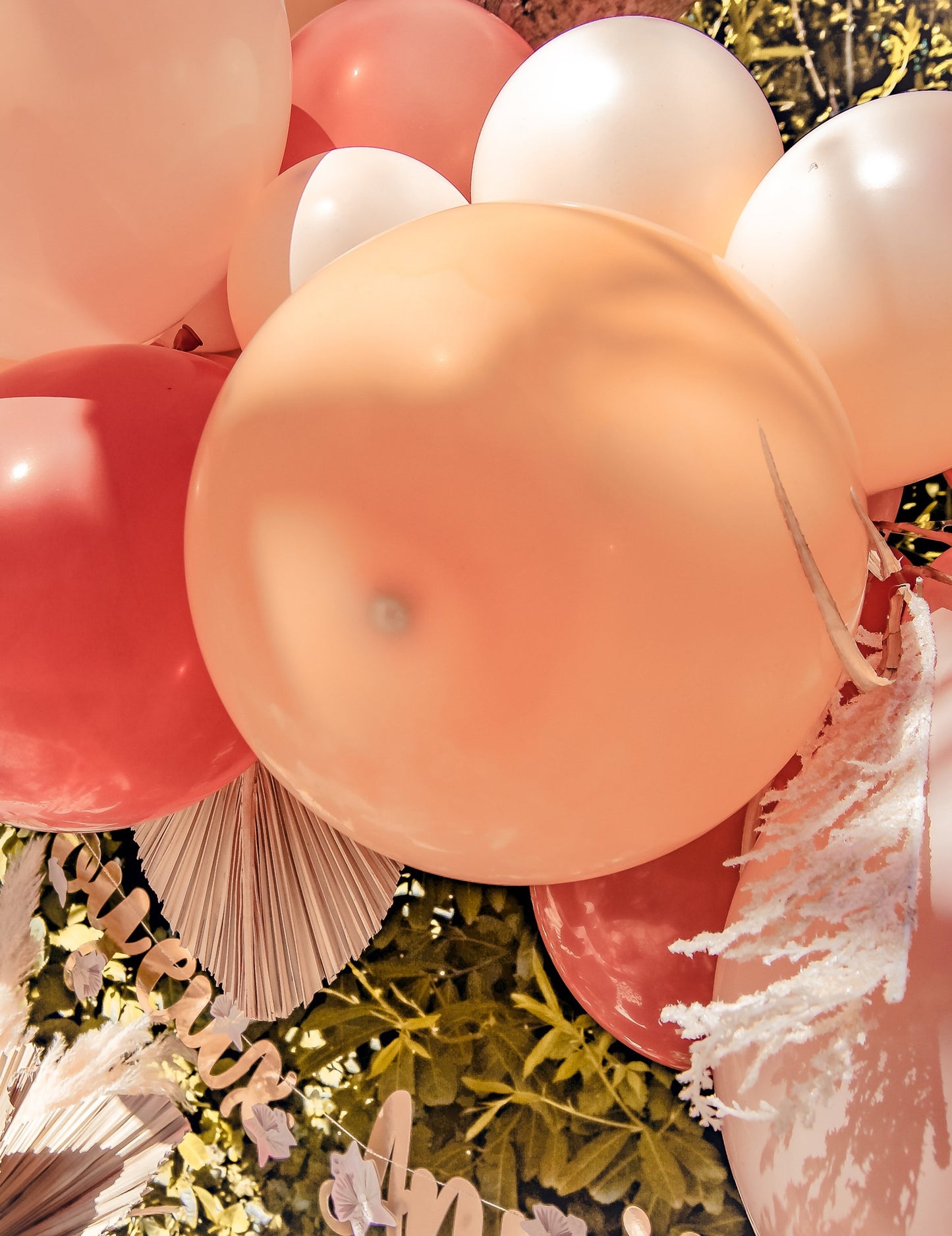 Oblouková sada 70 boho balónků s pampou a sušenými terakotovými listy