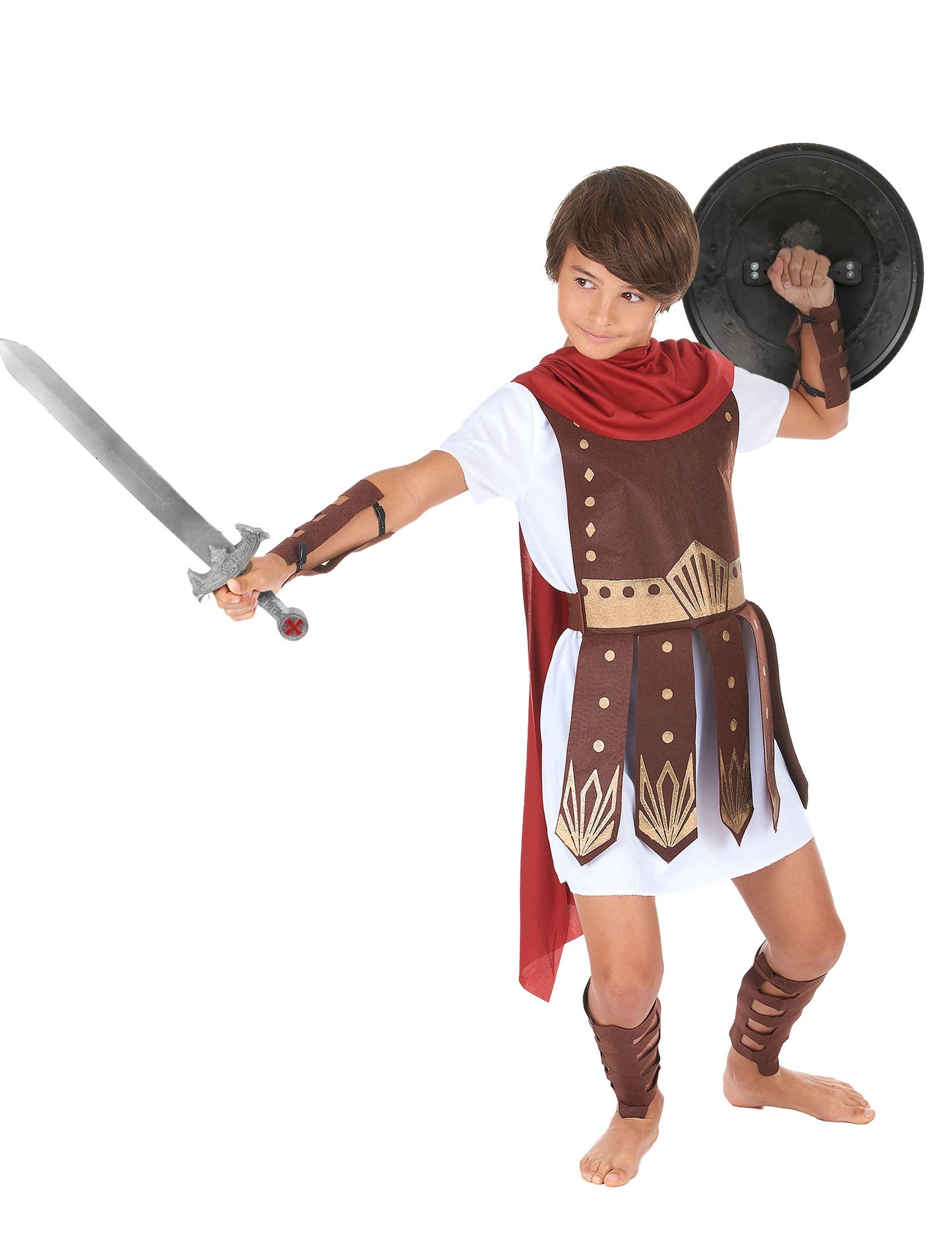 Vue d'ensemble en situation du kit épée et bouclier de gladiateur