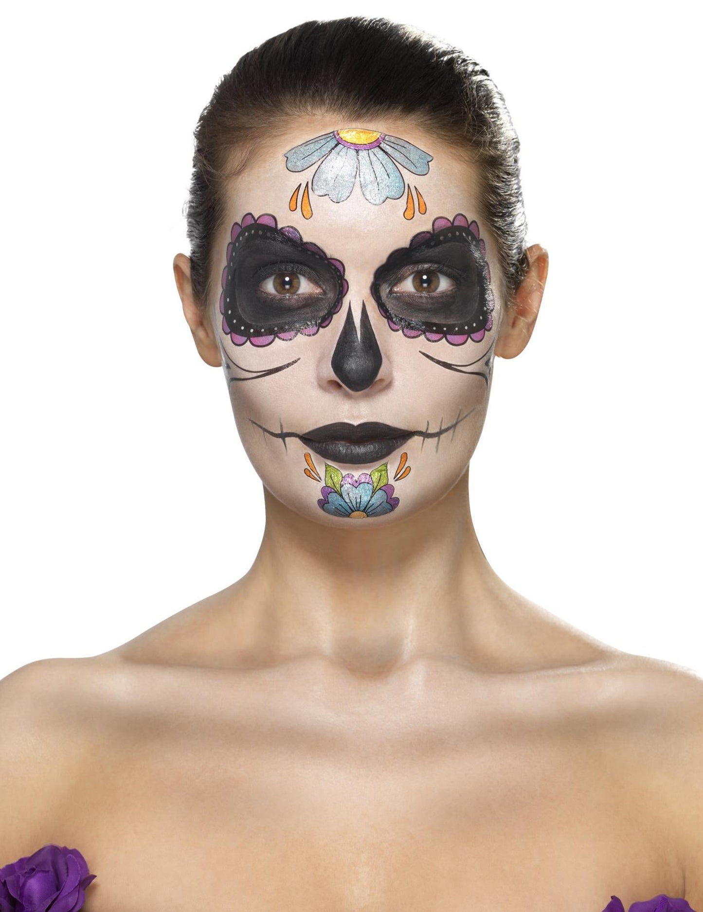 Kit make -up Blue Flowers Woman Dia de los muertos