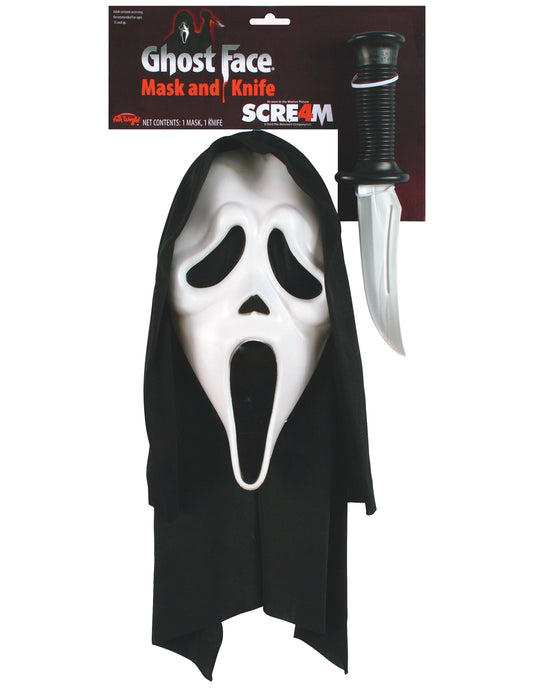 Kit masque et couteau Scream pour adulte noir et blanc
