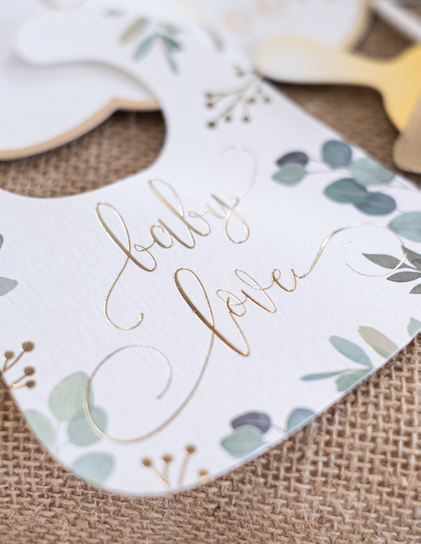 Sada 11 doplňků pro fotobudku oh baby eukalyptové zlacení a zlato pro miminko