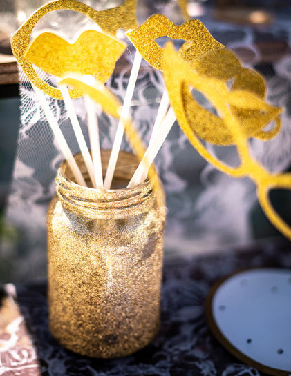 Sada pro fotobudku se zlatými třpytkami