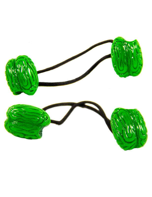 2 elastické zelené mozky