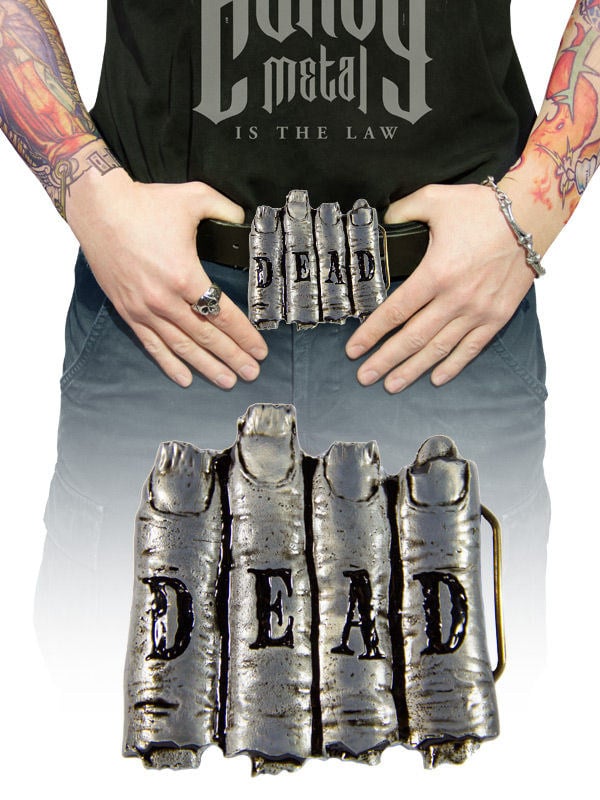 Boucle de ceinture Kreepsville Gothic Dead pour adulte argentée en forme de doigts de zombie