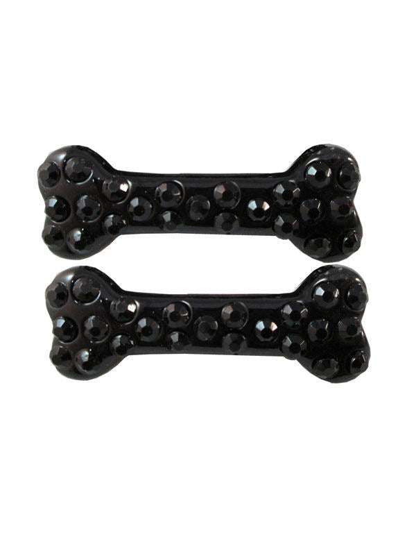 Kreepsville gotická sada spon do vlasů kost s černými kamínky
